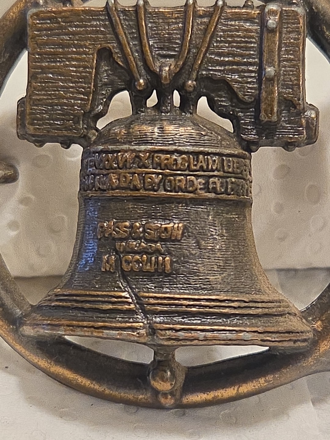 Liberty Bell Pass Stow Symbol of American independence Vintage Belt Buckle USA