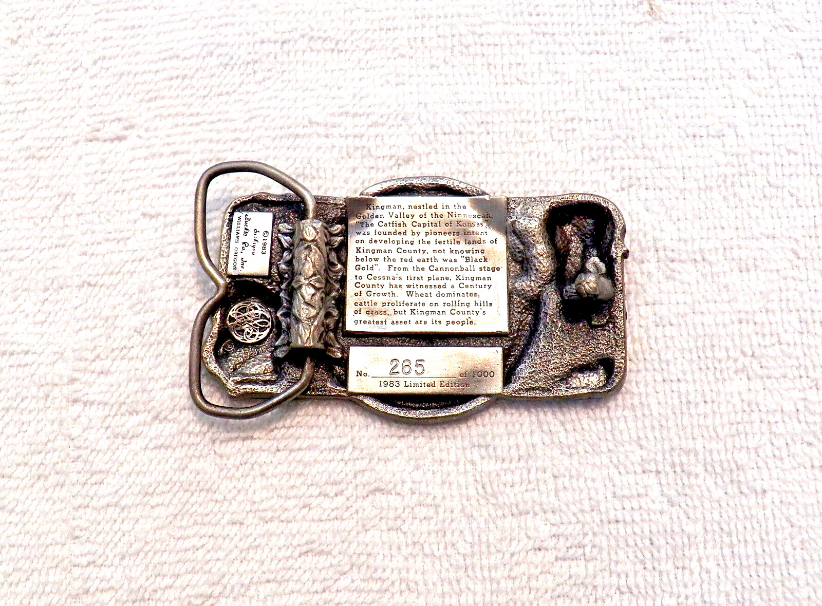CLASSIC BELT BUCKLE KINGMAN KANSAS CENTENNIAL CELEBRAT LMT ED #265 OF 1000 BB18