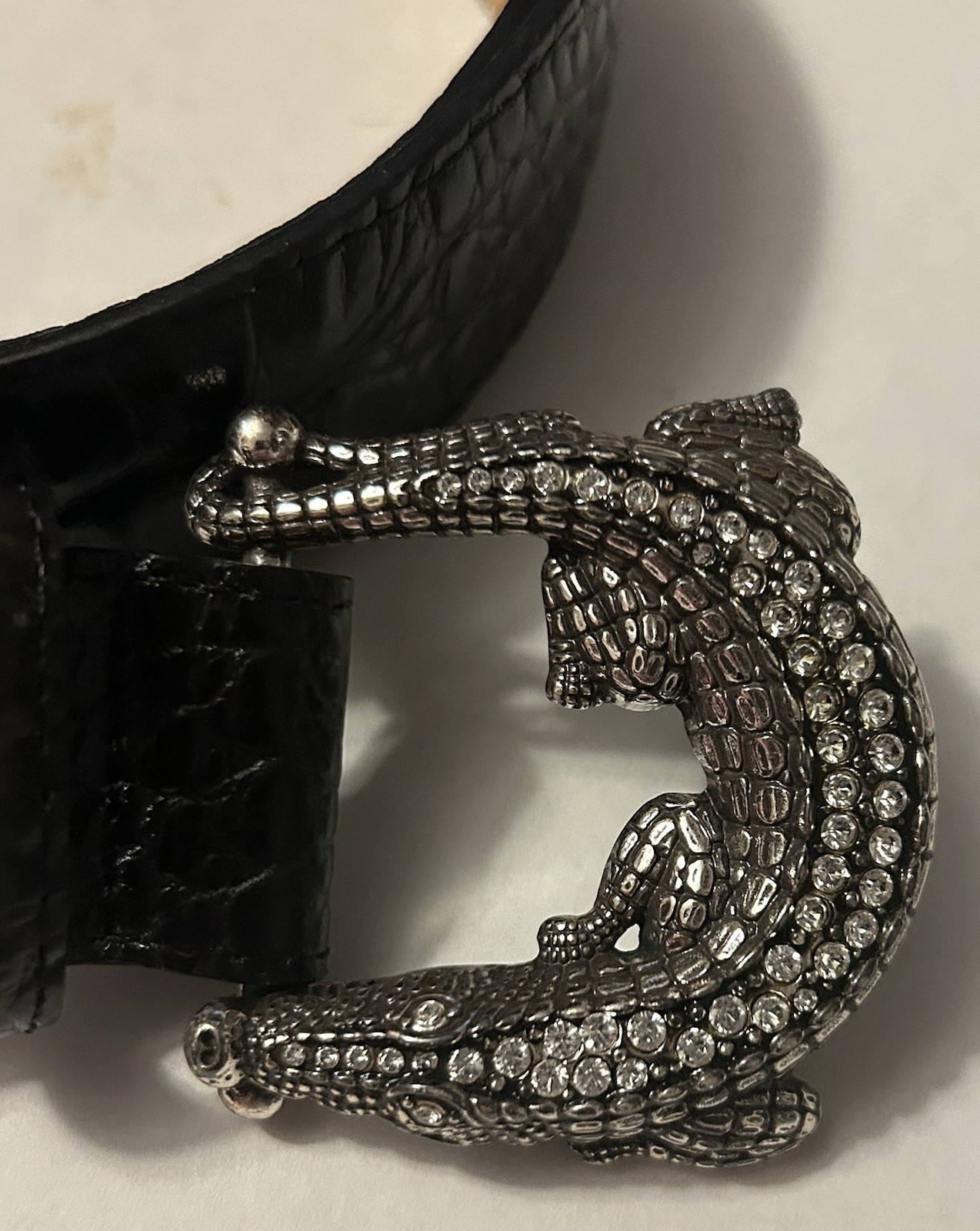 Brighton Diamond Crocodile Belt Buckle Belt Size 34 B31383