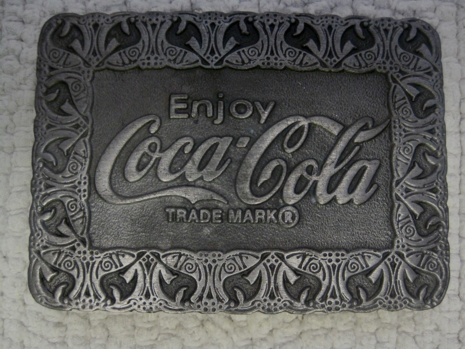 Hit Line USA « Enjoy Coca Cola » Pewter Belt Buckle 3 1/8&Prime; x 2 1/4&Prime;-FAST SHIPPING!