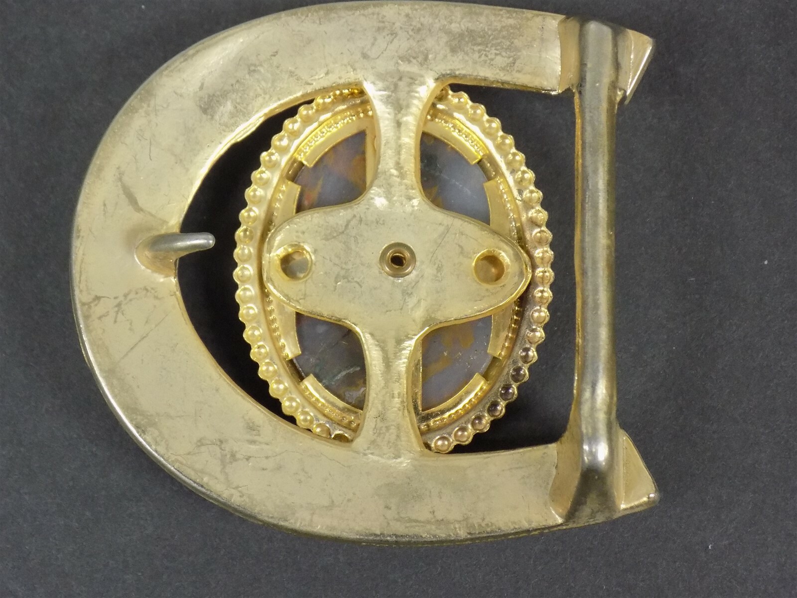 Vintage Western Horseshoe Belt Buckle with Beautiful Center Stone
