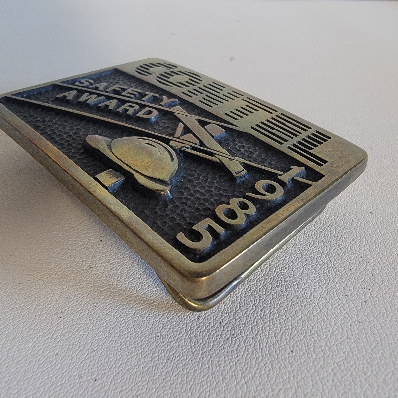 Contel Brass Belt Buckle 1985 Safety Award Anacortes Brass Works Handmade