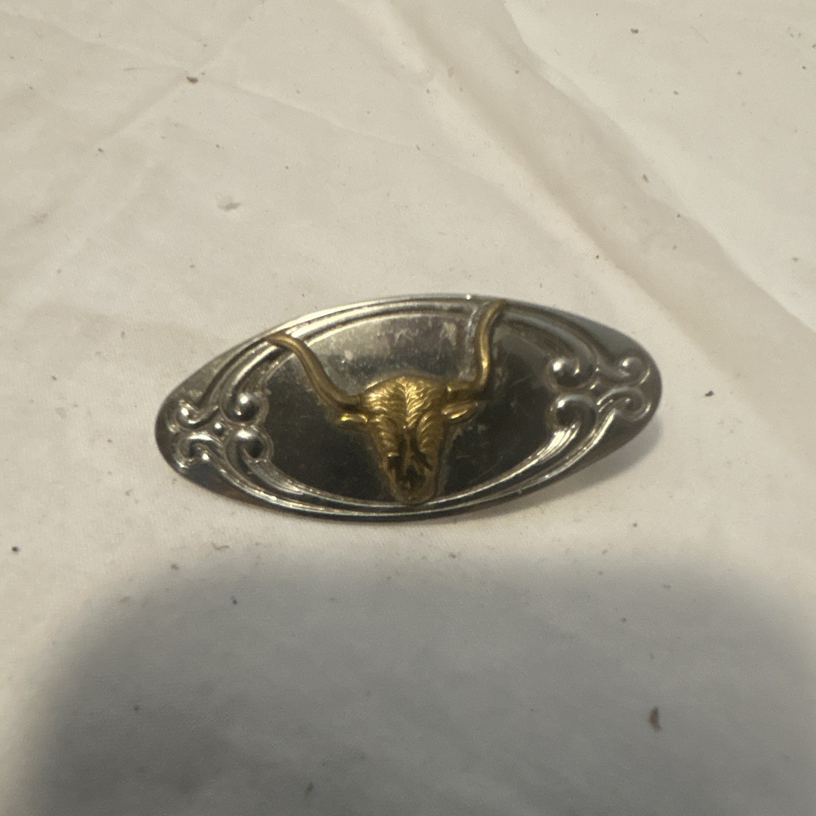 Oval Western Bull Head Belt Buckle Metal Silver/Gold Tone Fits 1.5&Prime; Belt