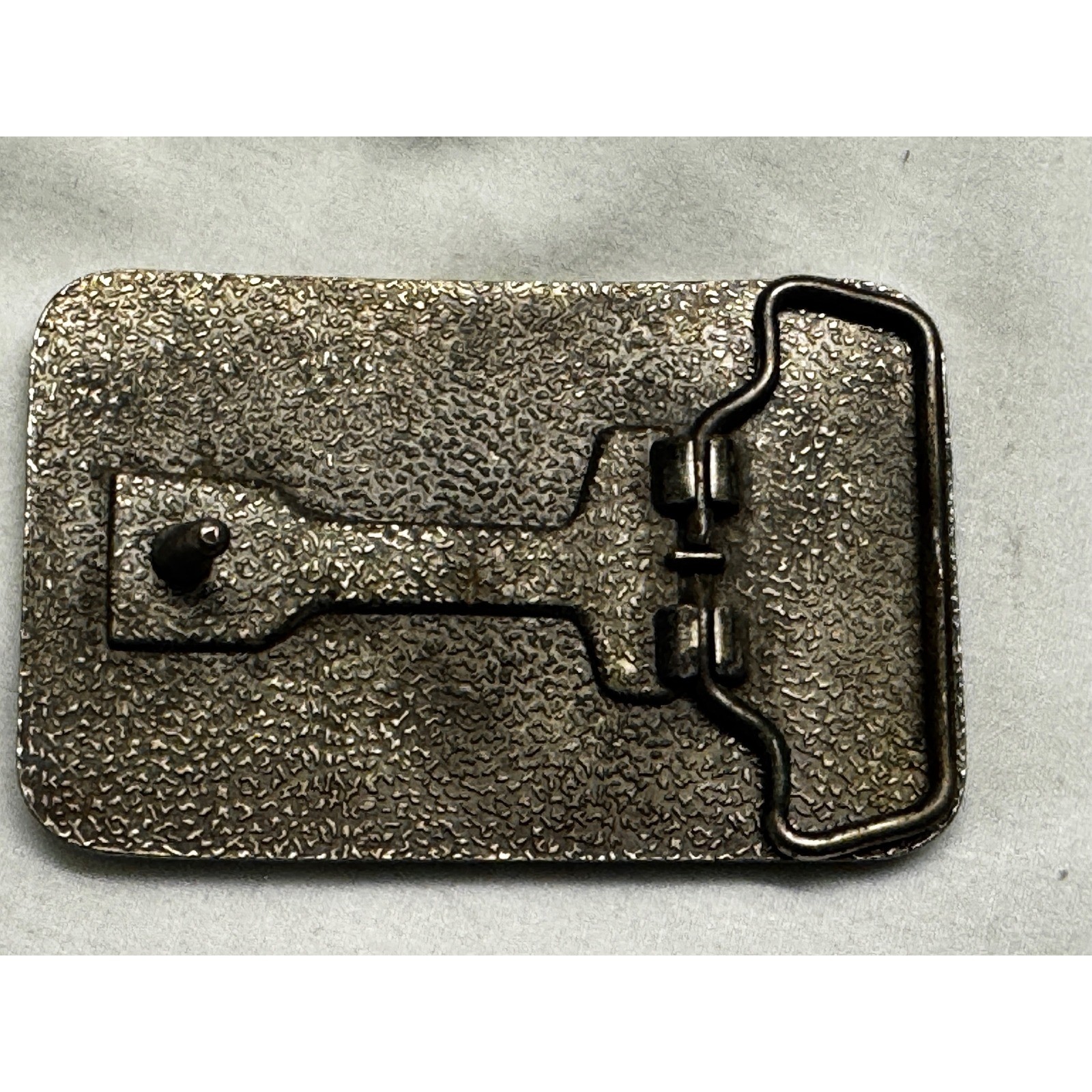 Textured Nugget Rectangle Belt Buckle Antiqued Silver Tone Western Style