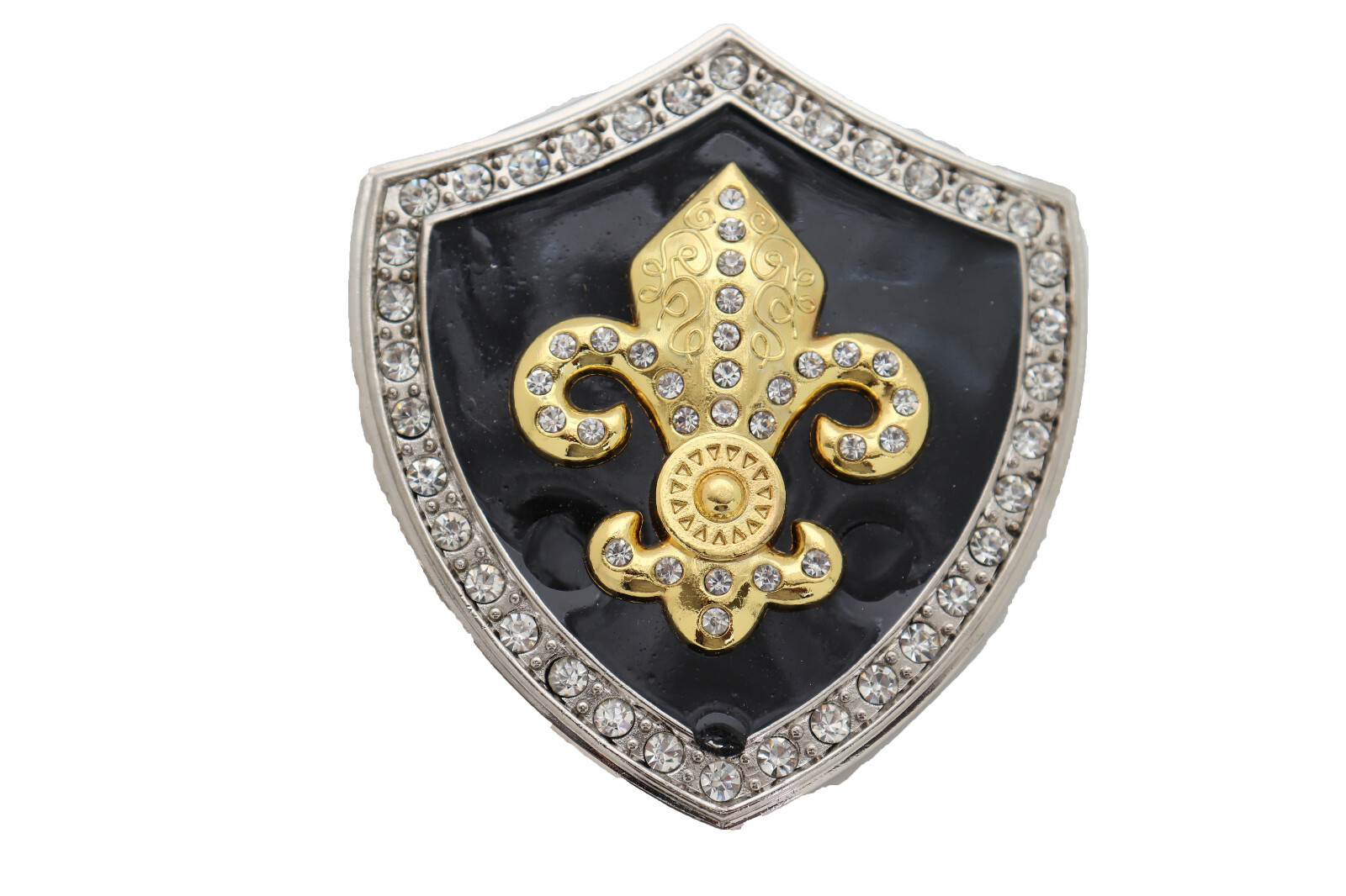 Men Belt Buckle Silver Metal Western Gold Fleur De Lys Lily French Symbol Flower