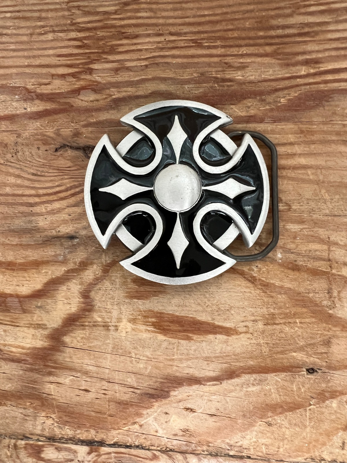 Belt Buckle Fine Pewter Vintage Great American Products 2000 Celtic Shield Cross