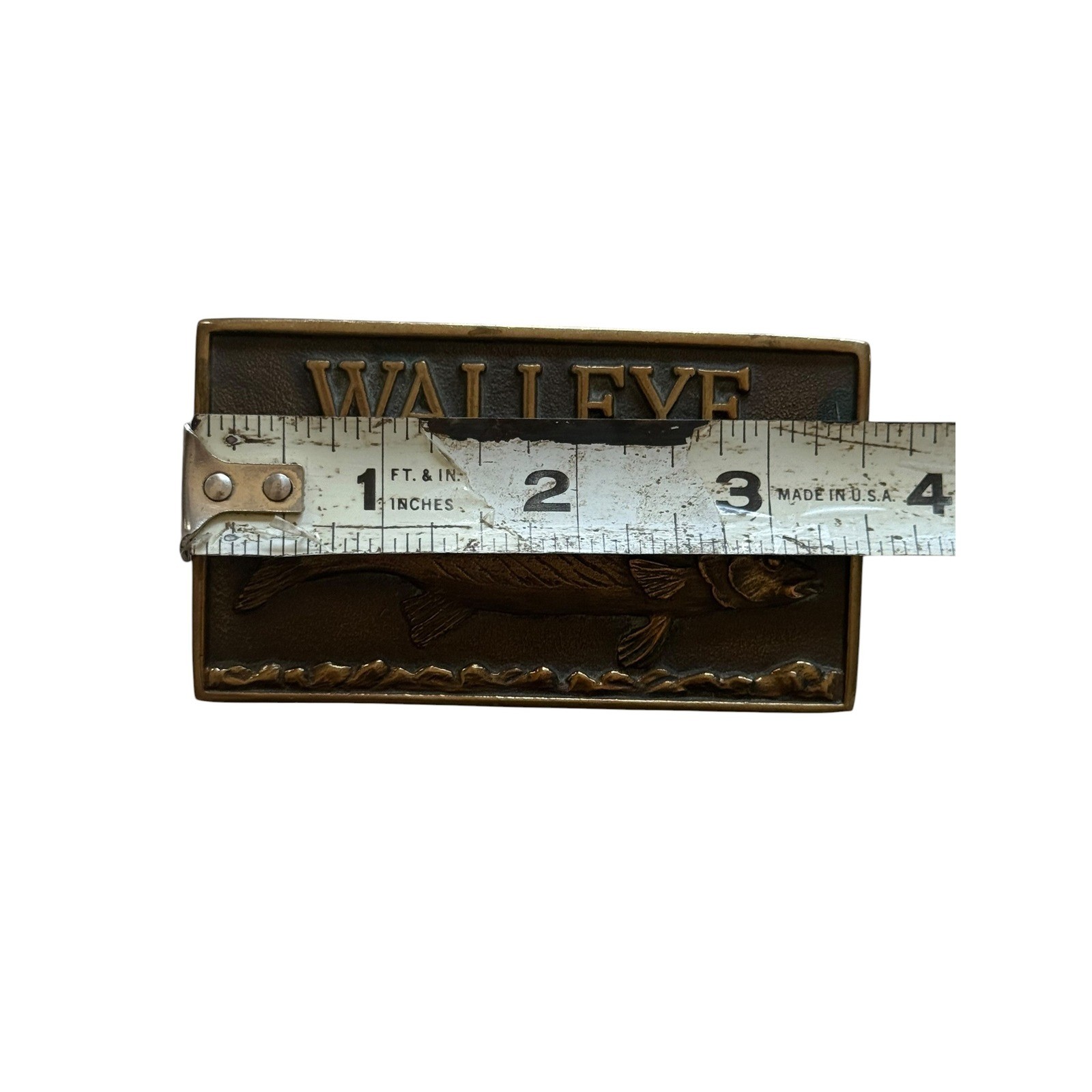 Vintage Walleye Fish Belt Buckle 1990 Buckle Man J. Michael Burdette Brass Tone