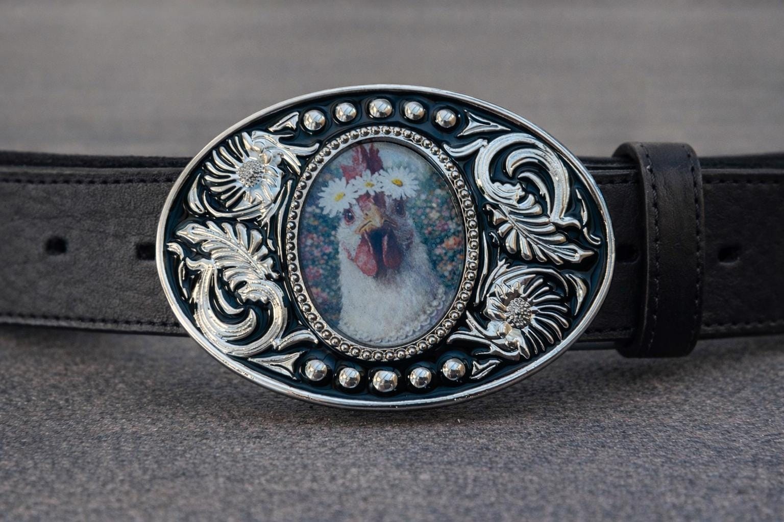 Fancy Chicken Belt Buckle Western Style Hen Lover Fits 1.5 Inch Belt Strap