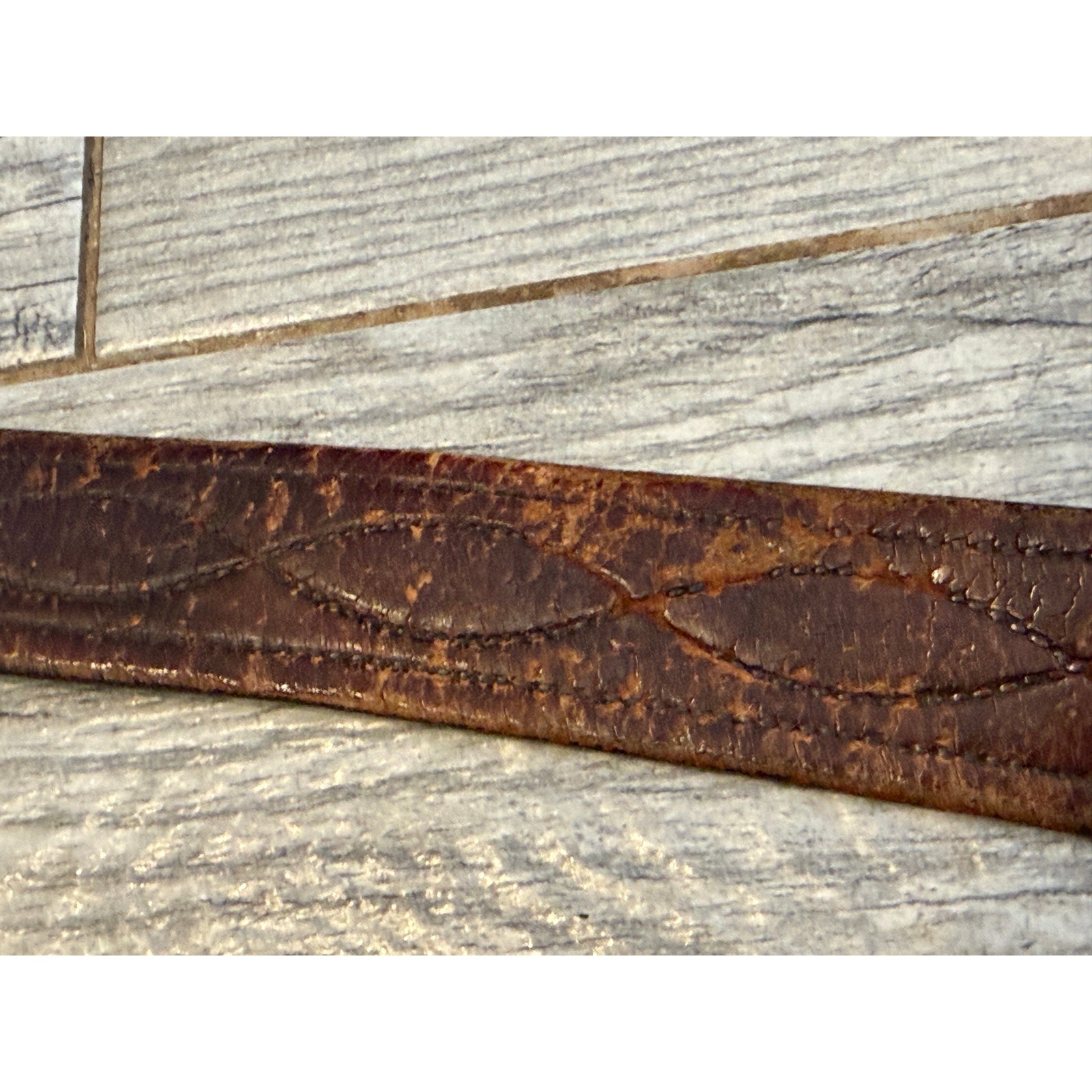 Tooled Leather Belt 32 Brown Stash Locket Buckle Western Hidden Pocket