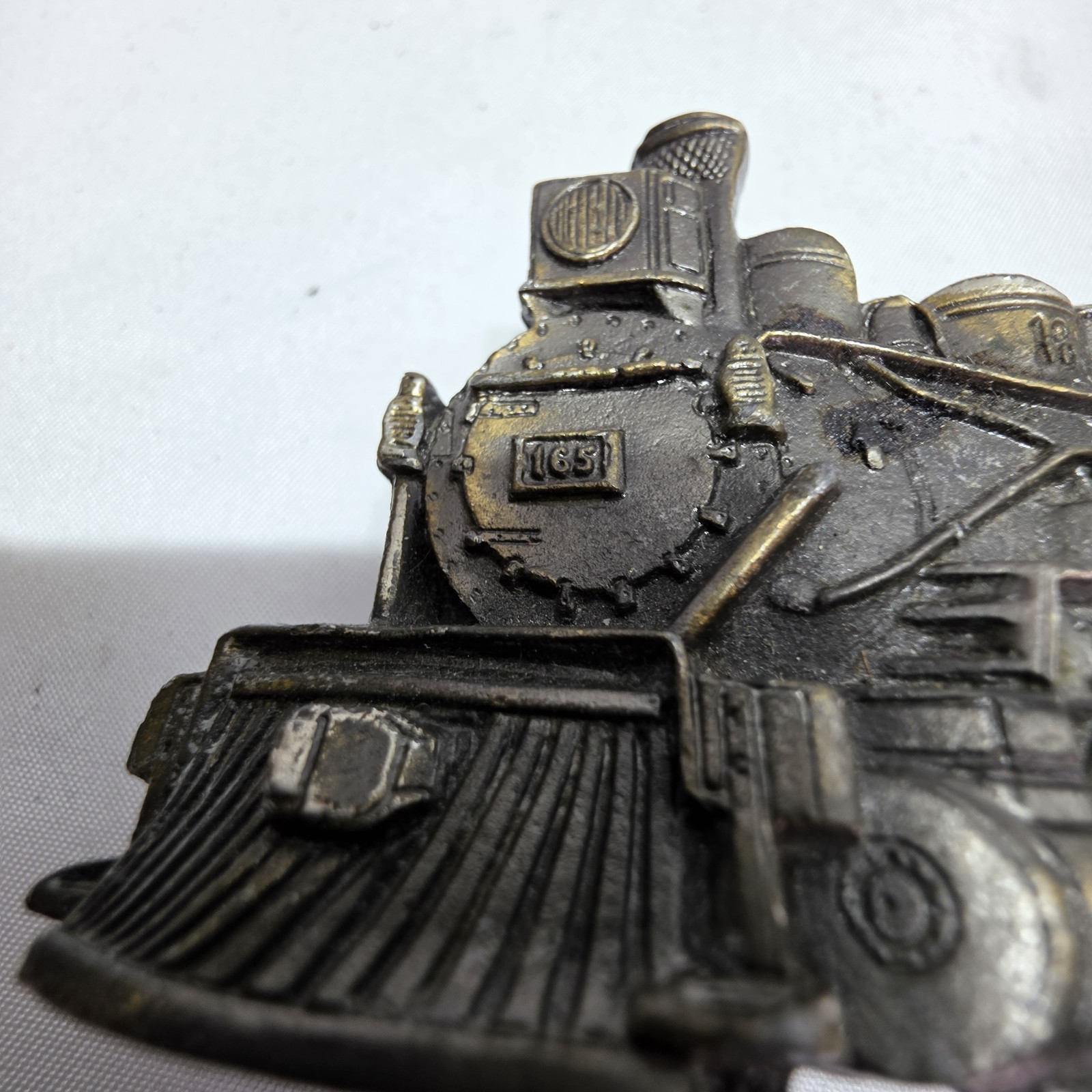 Vtg Steam Train Mens Belt Buckle 165 Great American Belt Co Chicago Brass 1980s