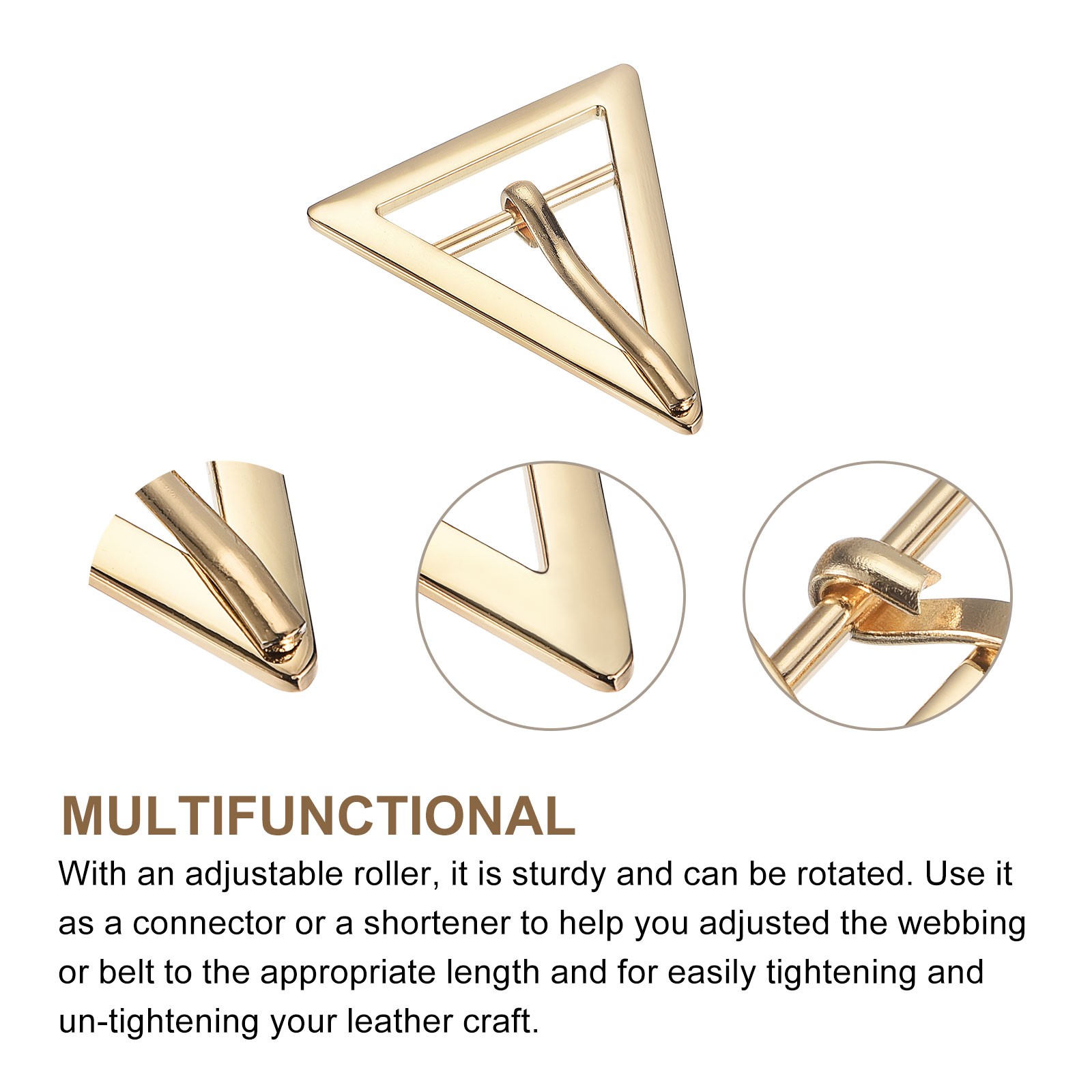 4Pcs 1.06&Prime; Single Prong Belt Buckle Triangle Center Bar Buckles for Belt Gold