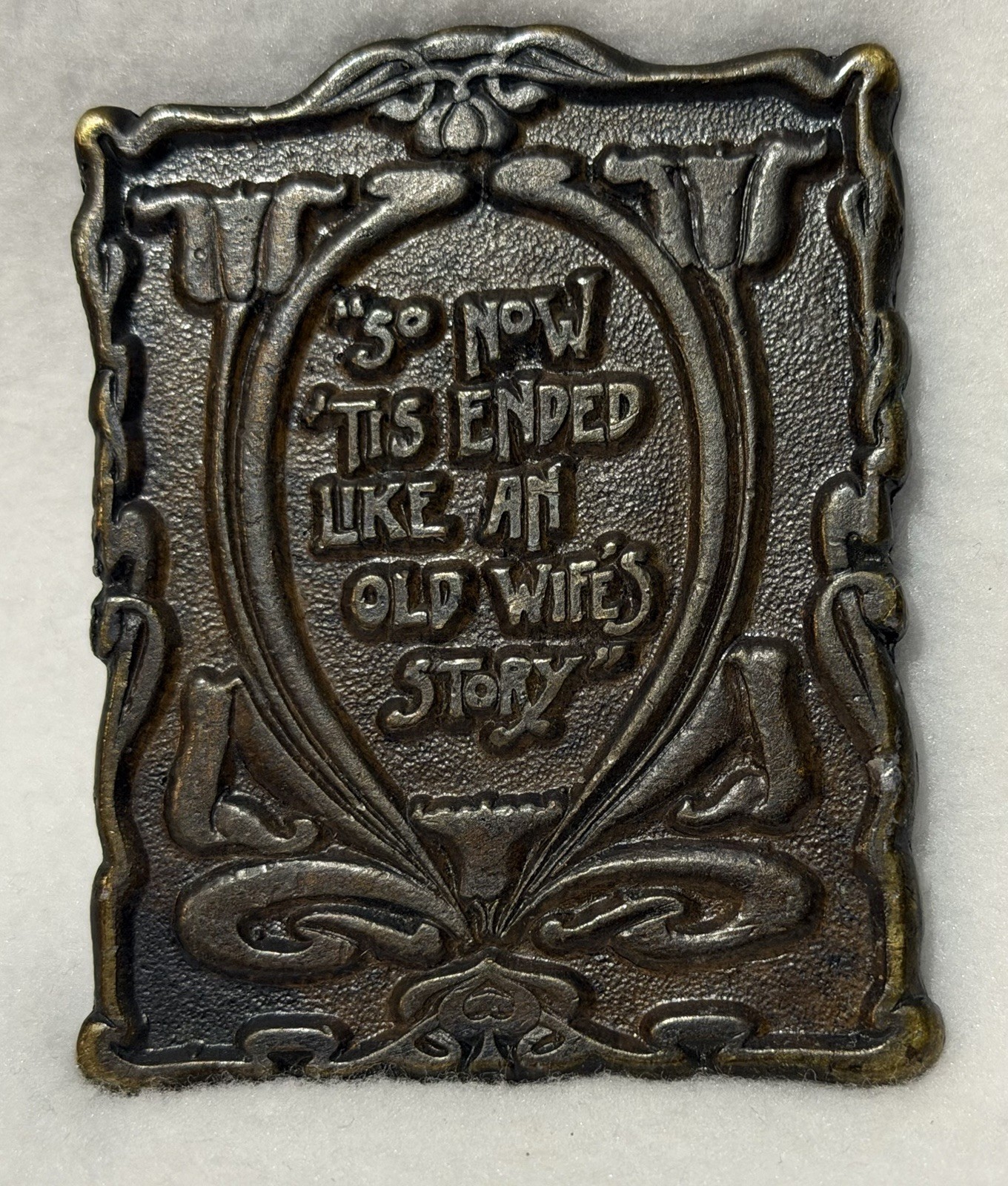 Bergamot Brass Works Bronze Embossed Quote Frame Belt Buckle J-120 Fits 1.5&Prime;
