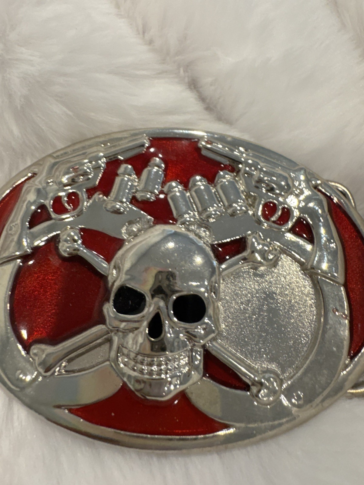 New Belt Buckle Scull Head Put Up Your Guns Rocker Emo New