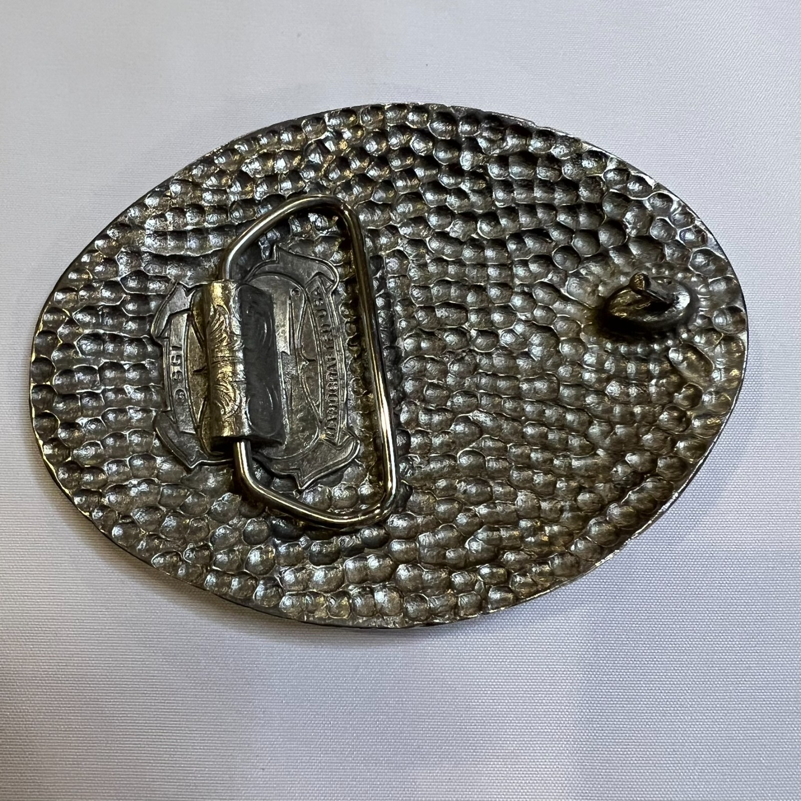 Vintage SSI Metal Handcrafted Belt Buckle Horses And Indian Nature Wildlife USA