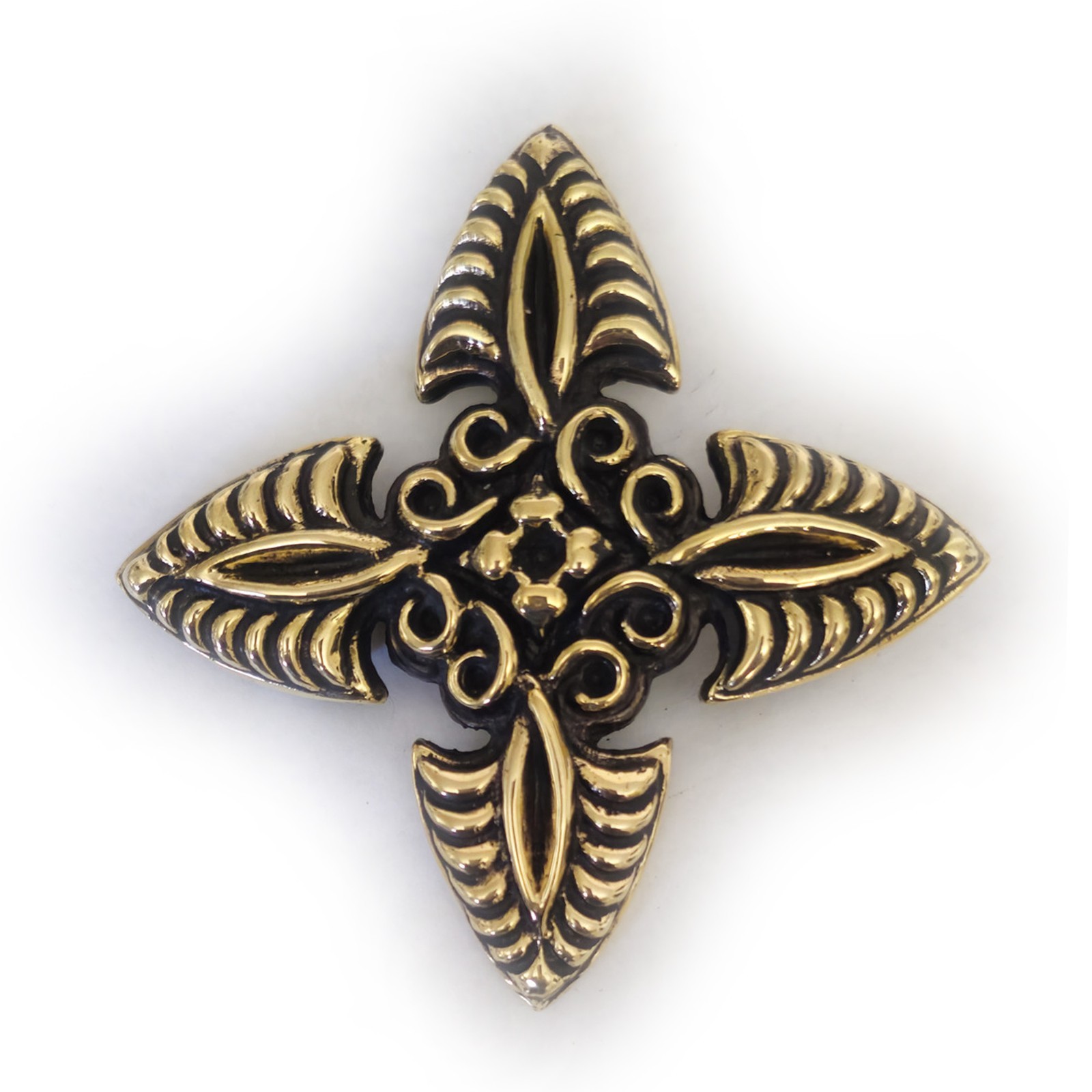 Cross Blossom Brass Belt Buckle with Stone