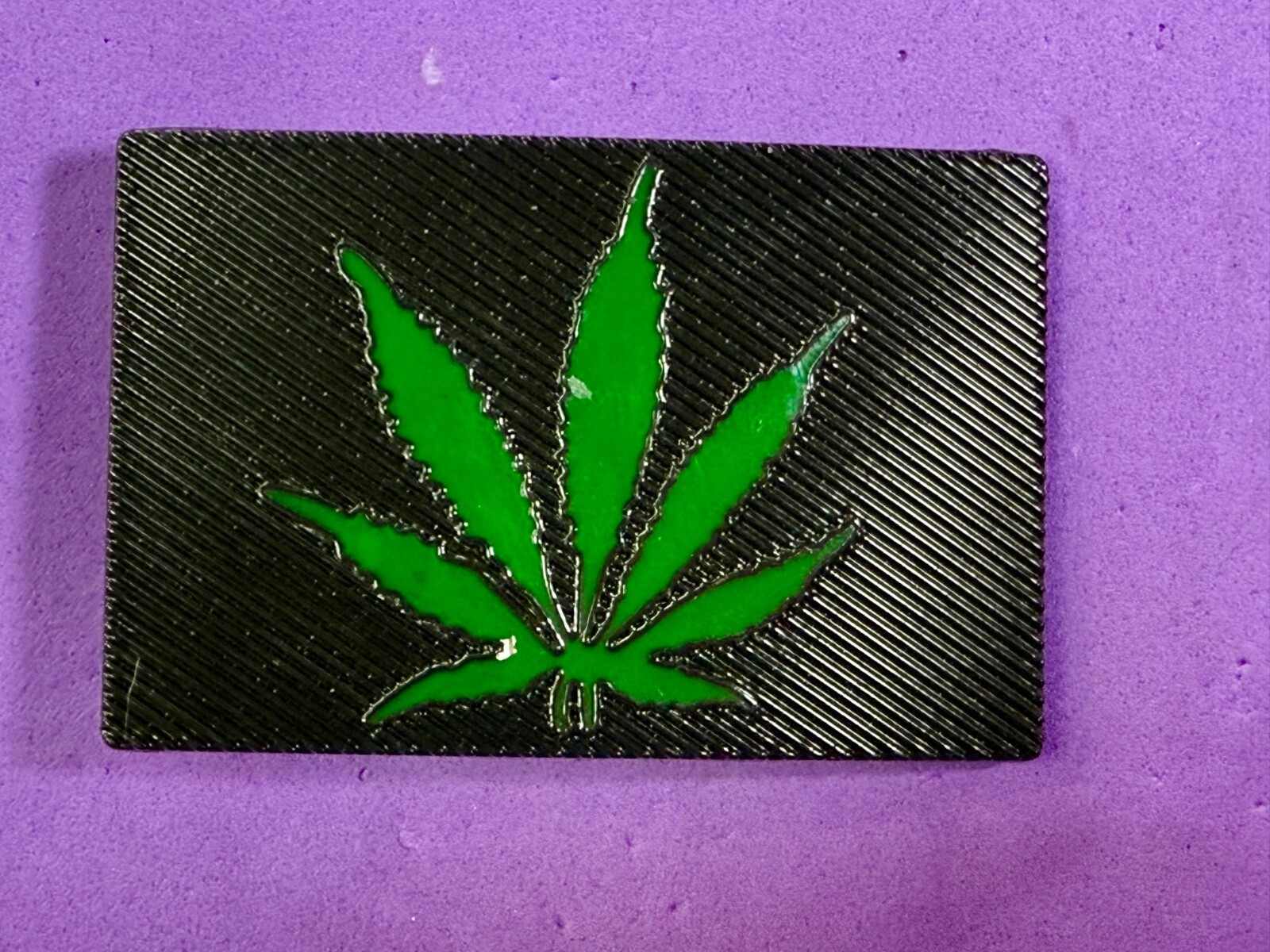 Marijuana Cannabis Weed Pot Leaf Green & Black Color Rectangular Belt Buckle