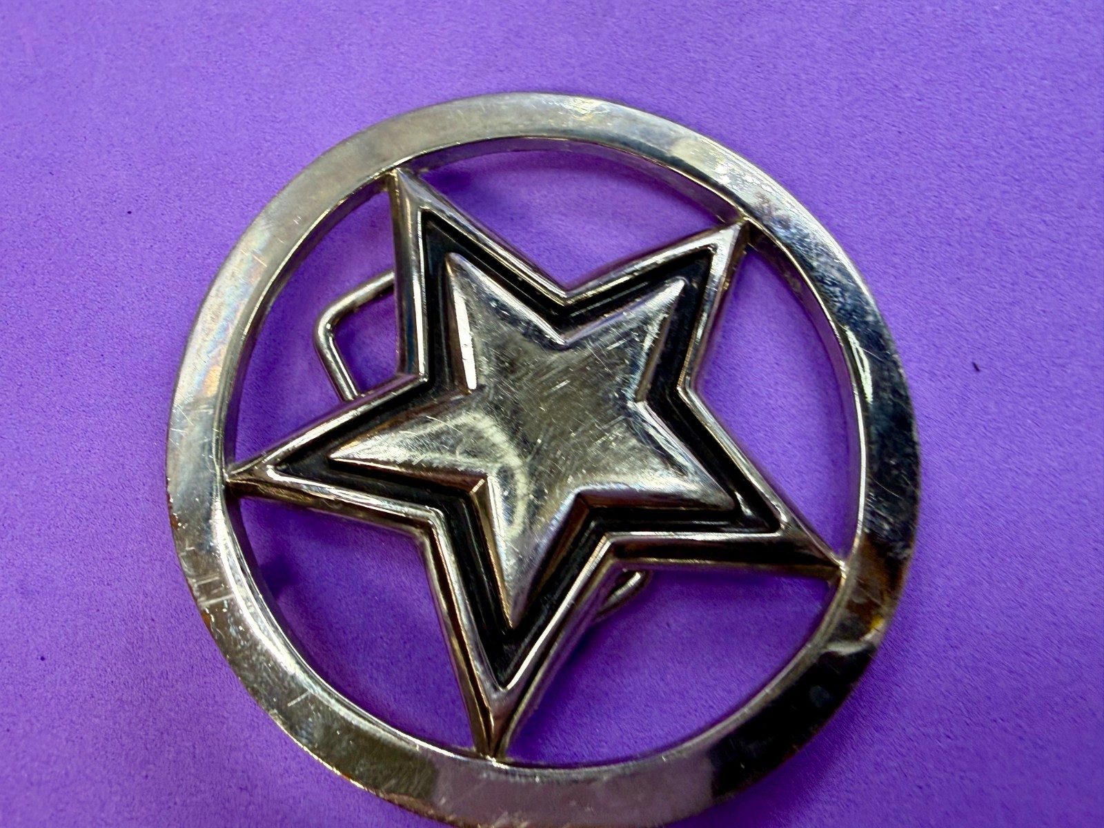Famous Stars & Straps Five Point Star Logo See-Trough Silver Color Belt Buckle