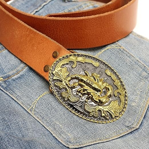 Scorpion Zinc Alloy Western Rodeo Gold Tone Design Fashion Cowboy Belt Buckle