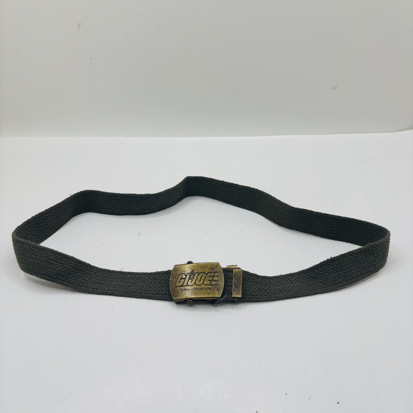 G.I. Joe Olive Canvas Web Belt Military Brass Buckle A Real American Hero
