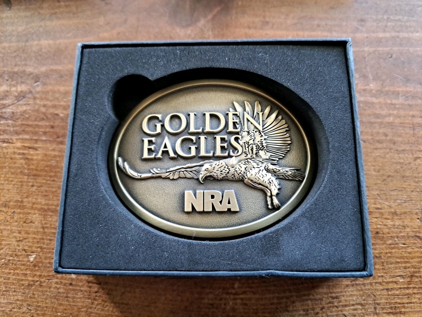 3 NRA Belt Buckles « Golden Eagles » High Quality New In Box