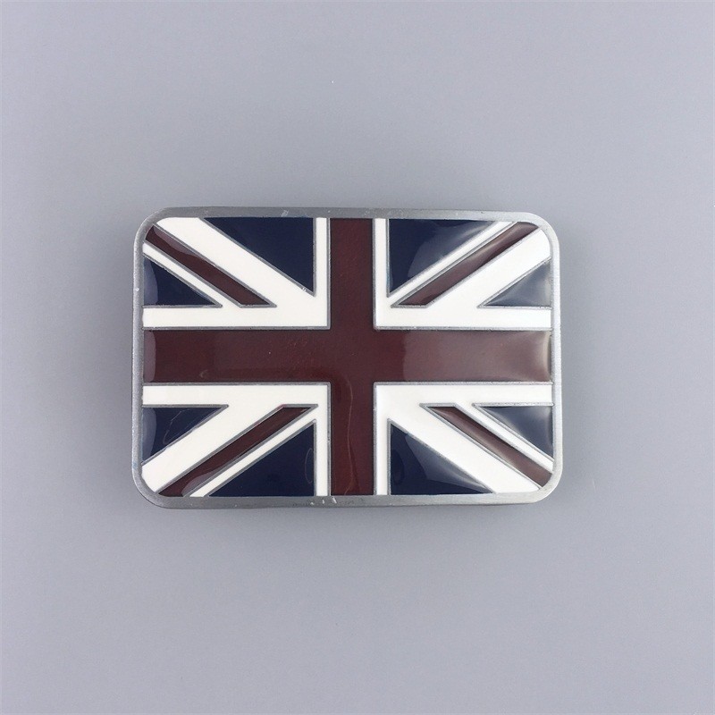 Vintage Style Enamel UK Union Jack Flag Rectangle Belt Buckle