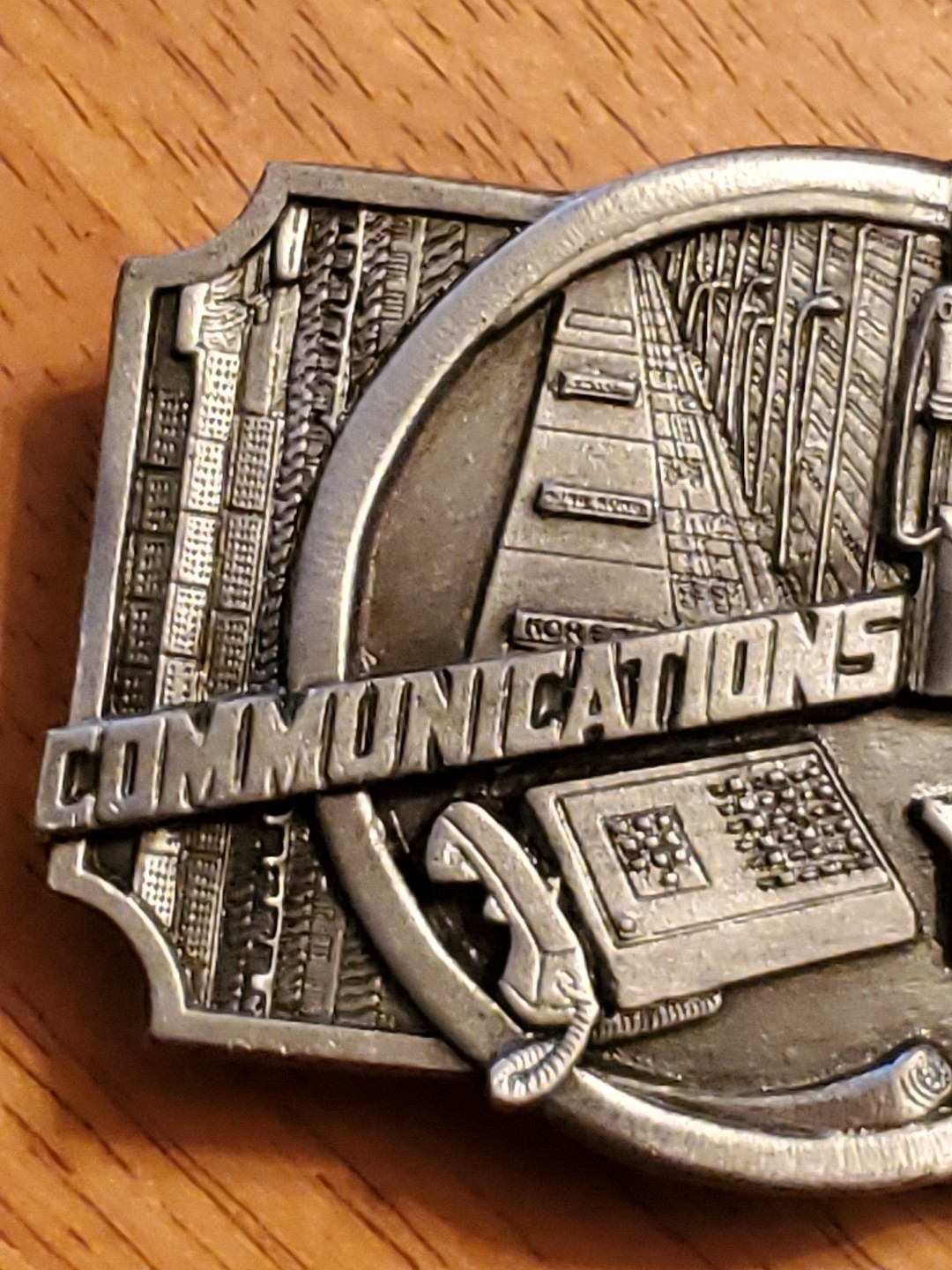 1990 Communications Worker Belt Buckle Occupational Lineman Siskiyou Pewter