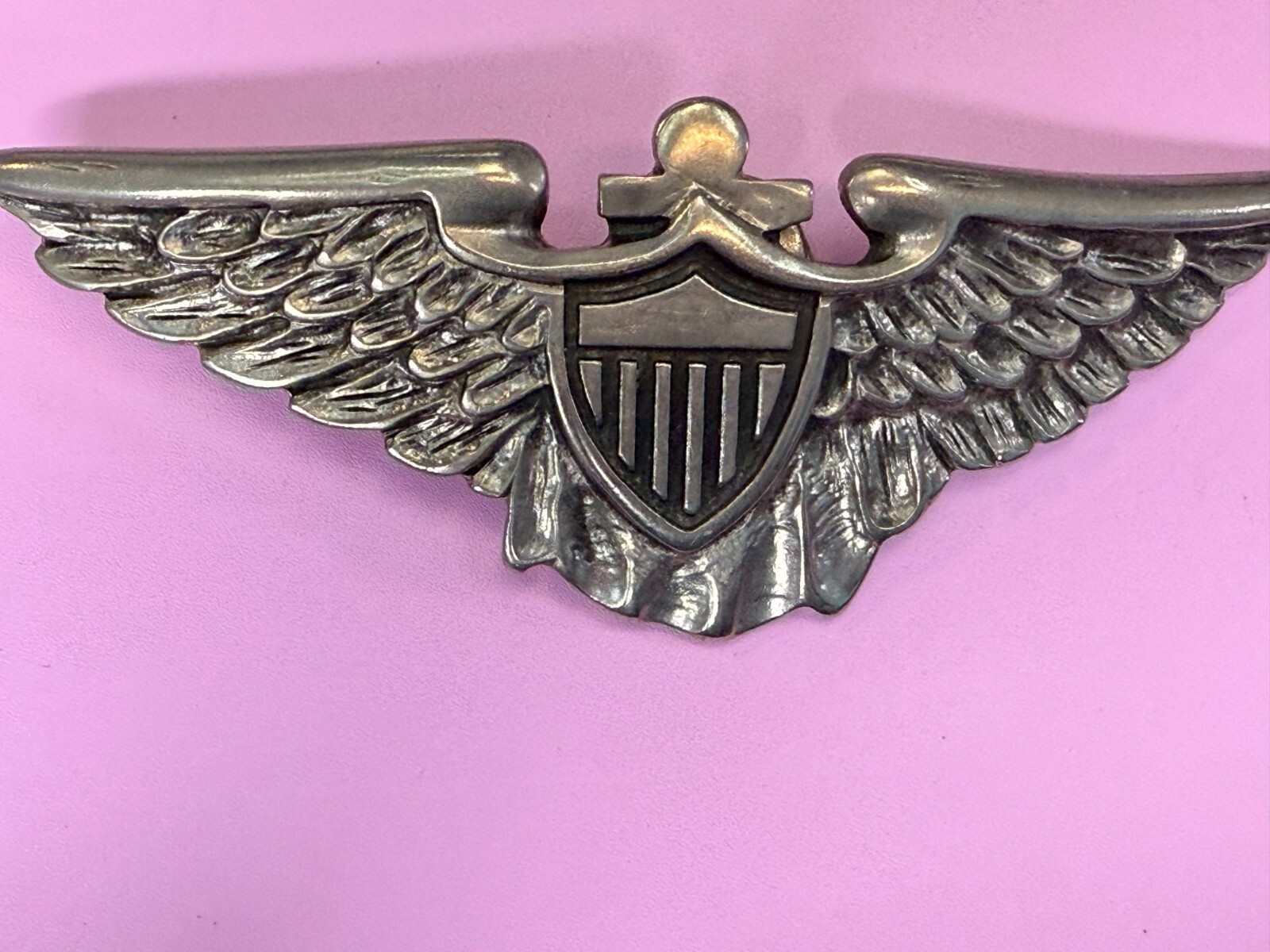 Large Military US Army Air Force? Aviator Badge Pilot Wings Shield Belt Buckle