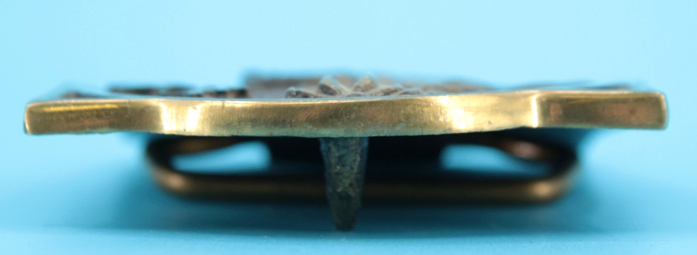 VTG 80s Kansas Wheat Farmer Commemorative Brass Belt Buckle Combine Horses