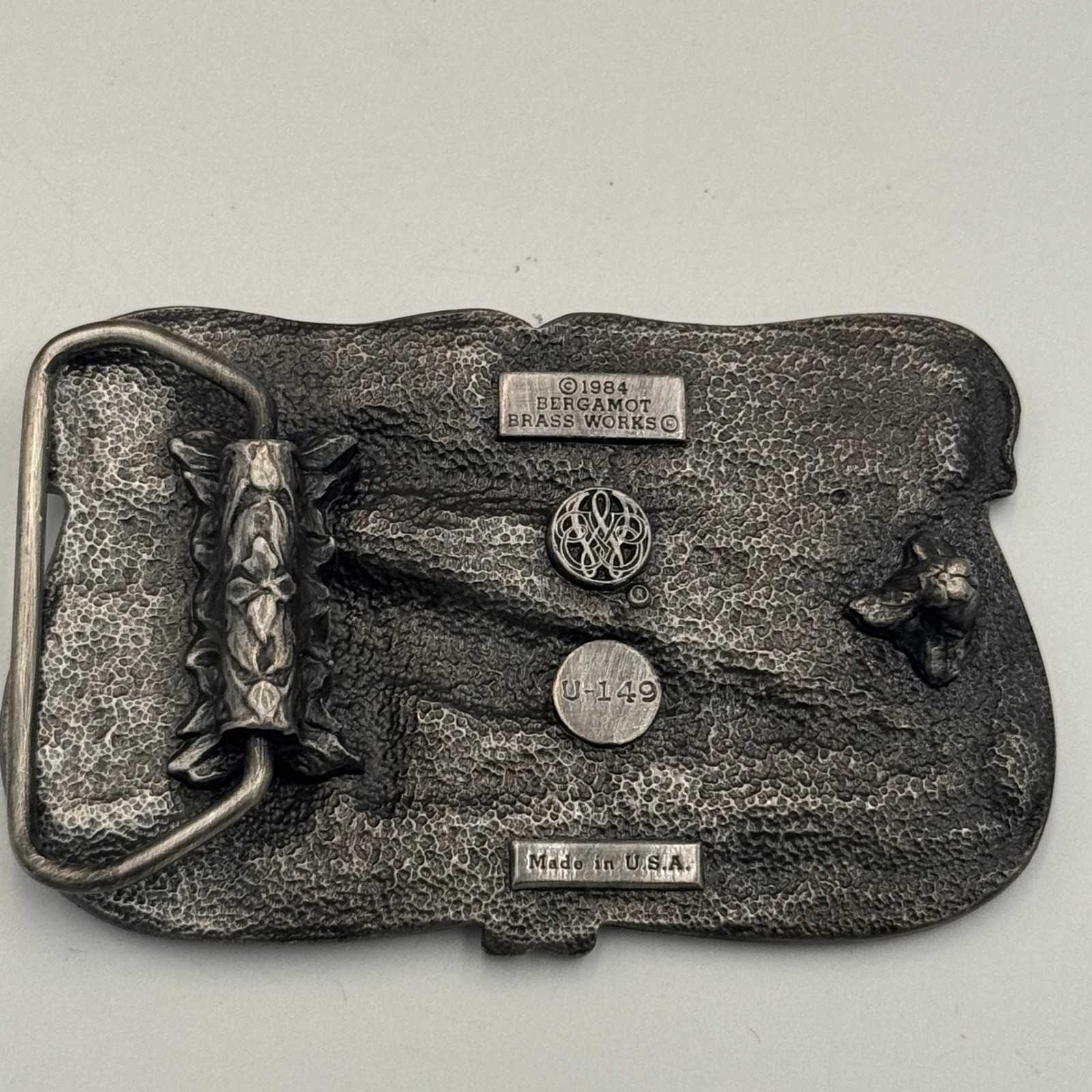 Vintage 1984 Bergamot Brass Works Steam Train Locomotive Belt Buckle U-149 USA