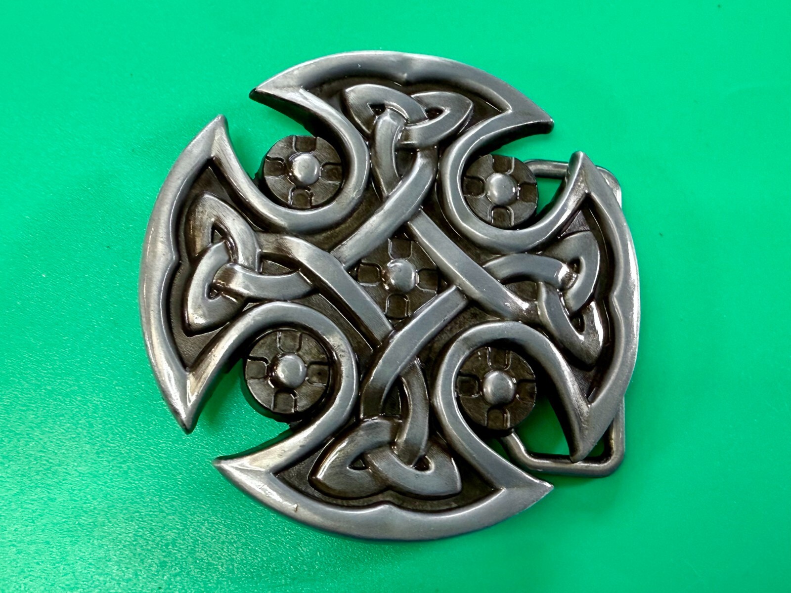 Celtic Shield Iron Cross Religious Gothic Punk Cutout Silver Color Belt Buckle