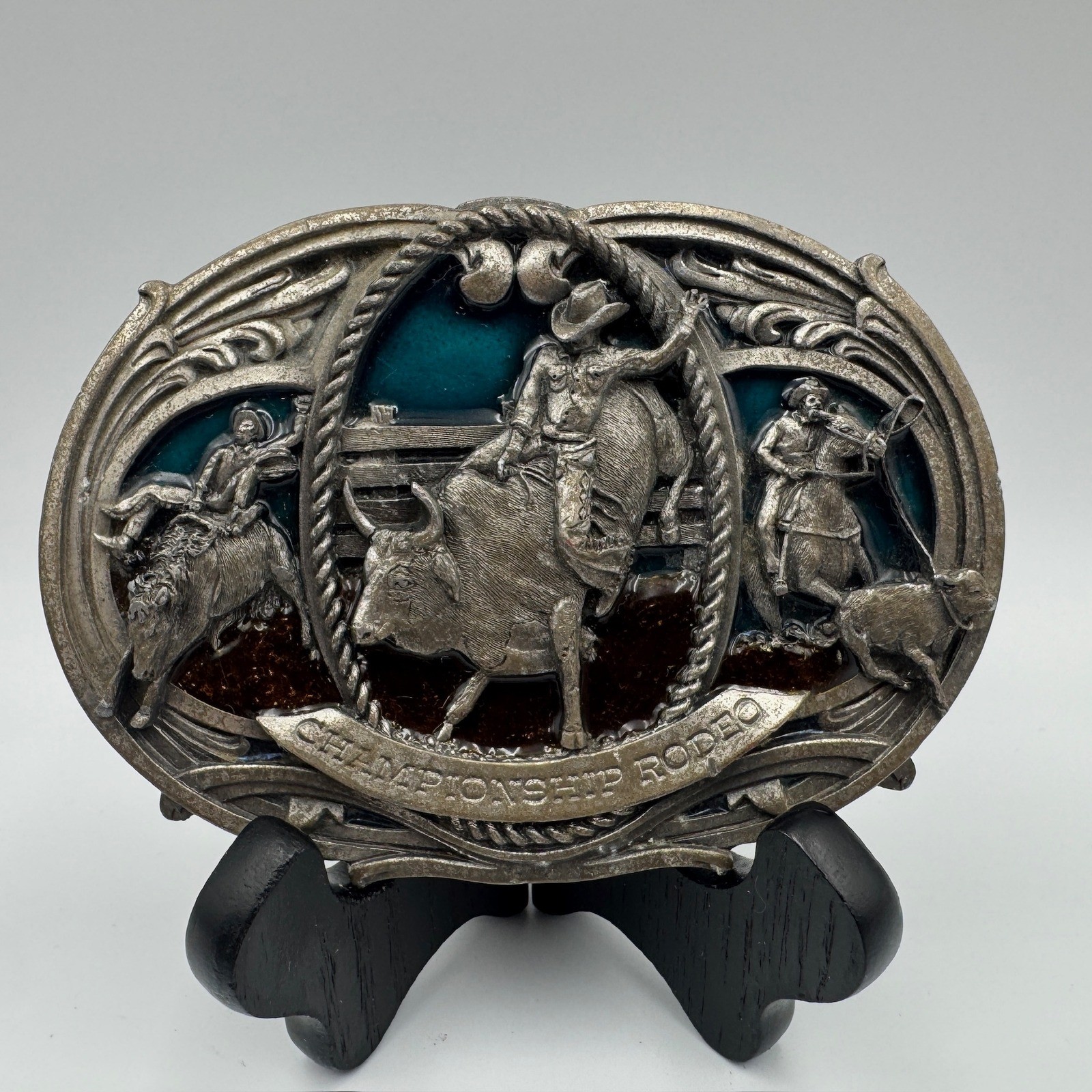 Vintage Bergamot Brass Works Championship Rodeo Belt Buckle 1980 Made in USA