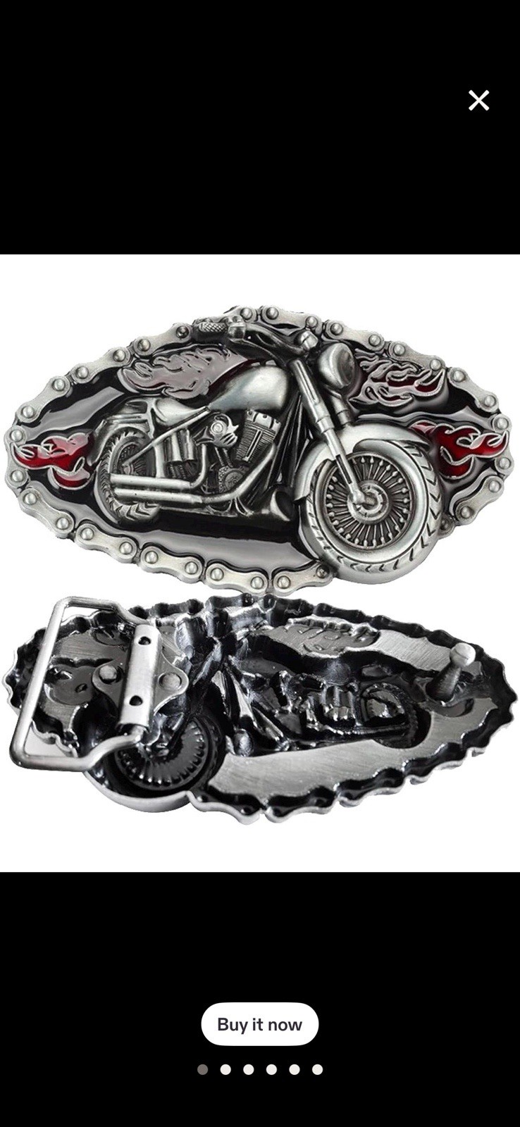 Motorcycle Biker Flames Belt Buckle Men Silver Black Red Metal Western