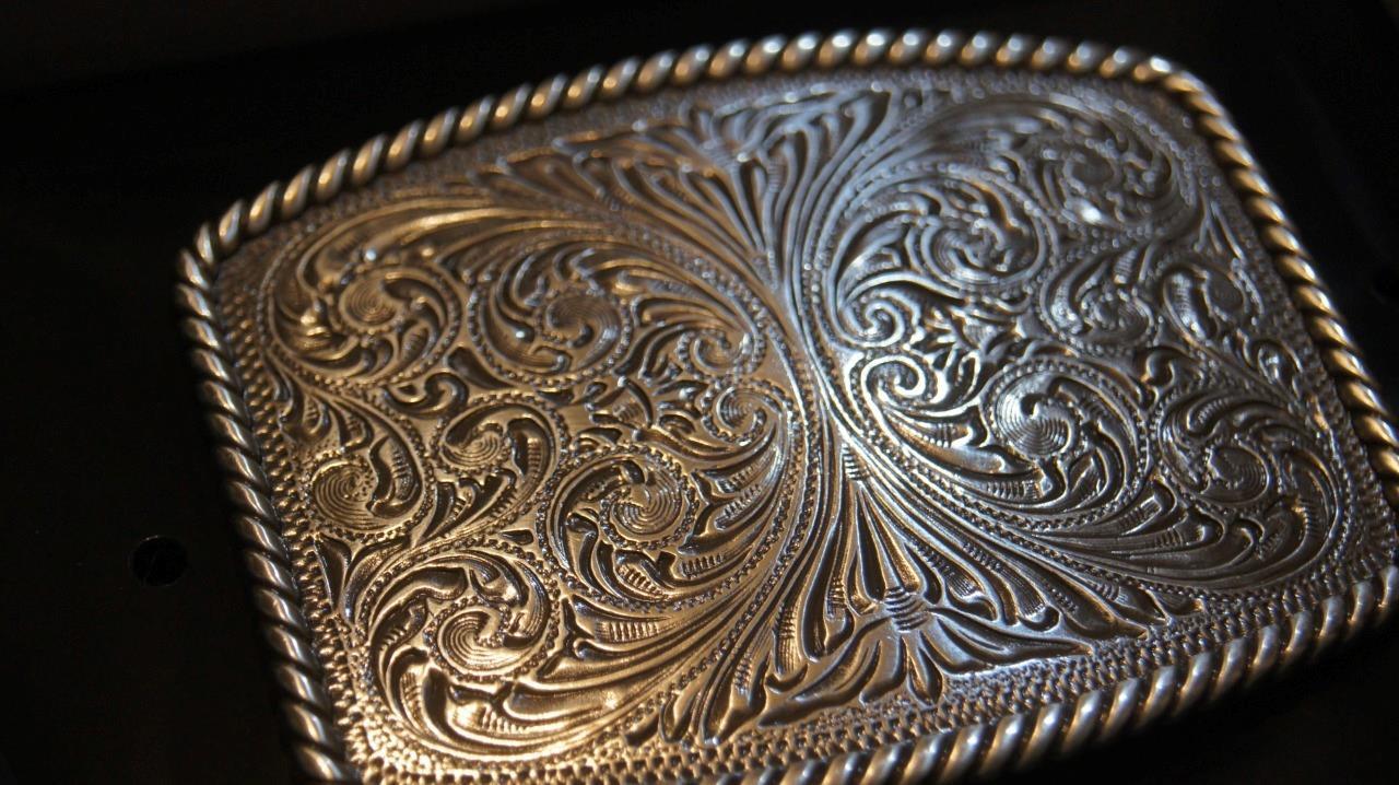 Nocona Rectangle Western Floral Scroll Belt Buckle 37003