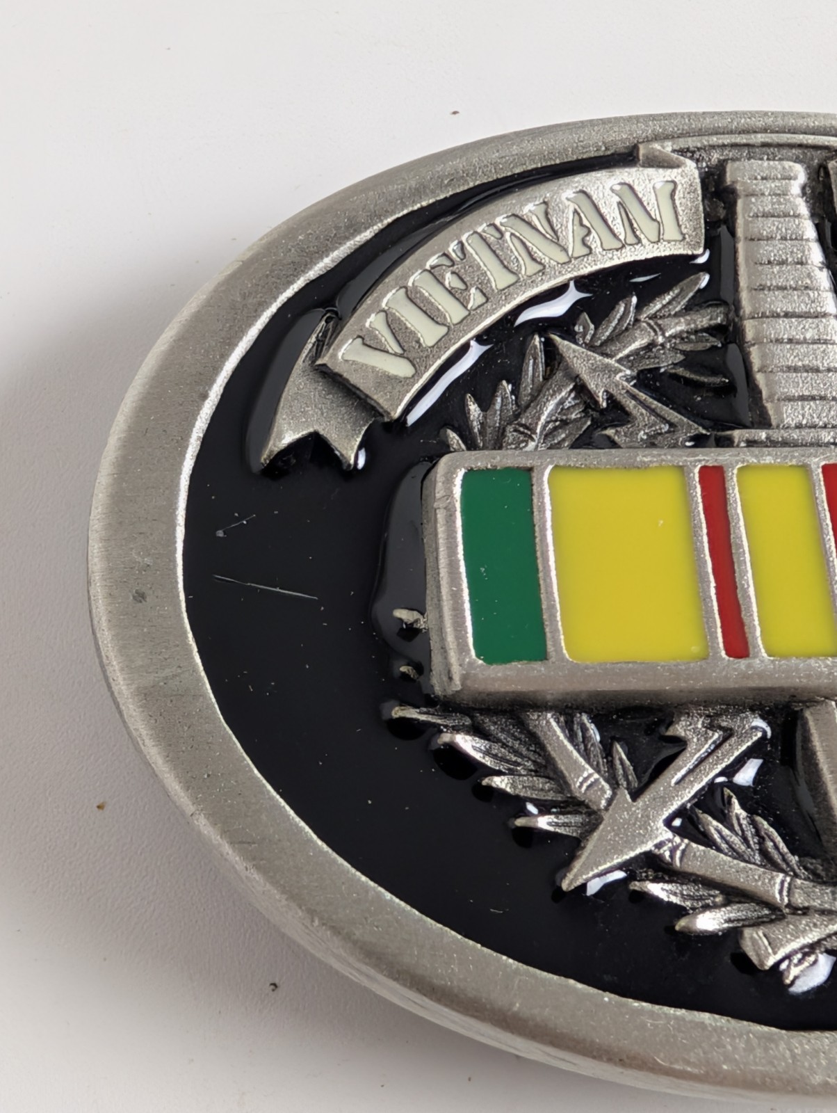 Vintage 1996 Vietnam Veteran Belt Buckle GAP 4360 Service Ribbon Pewter USA