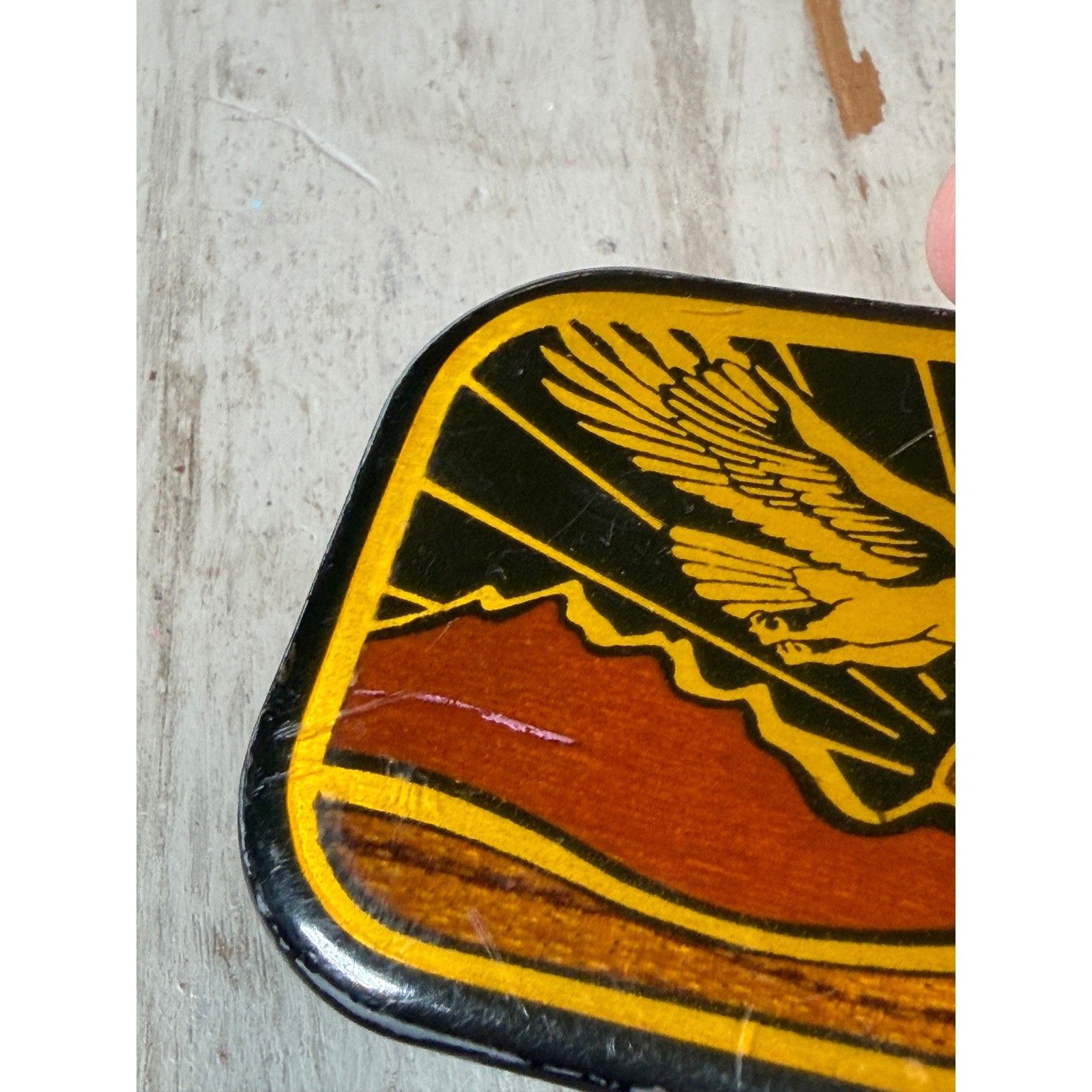 Vintage Harmon Design Colorado Eagle Belt Buckle Western Mountain Sunrise Enamel