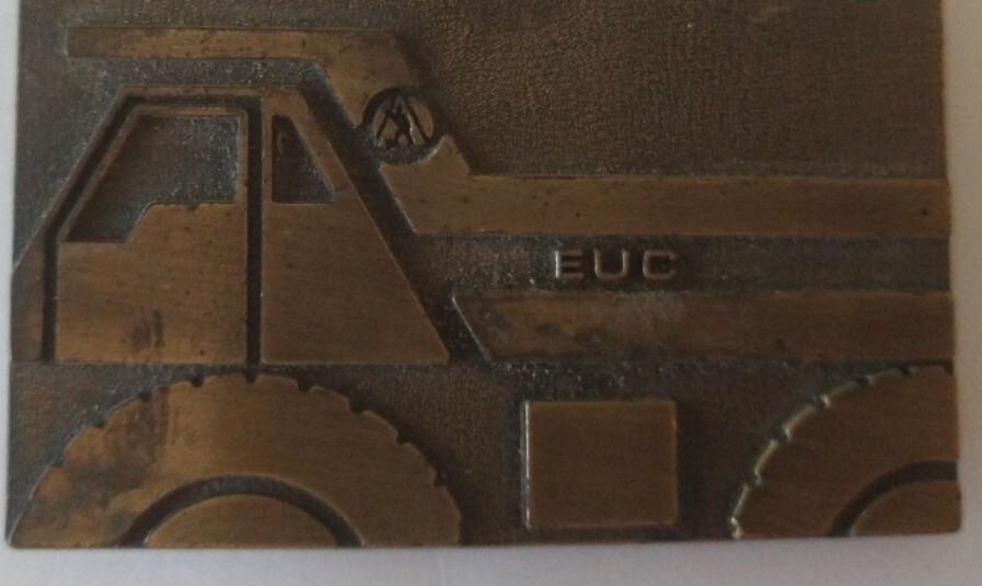 VTG RJ Brass Belt Buckle ECU Transportation Hauling Earth Moving Truck Good Cond