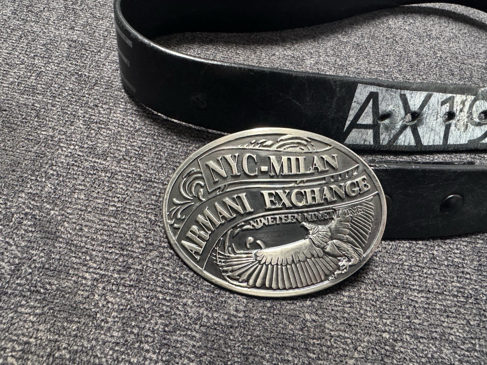 Vintage ARMANI EXCHANGE Mens Belt & Buckle Accessories Clothing NYC Milan 1991