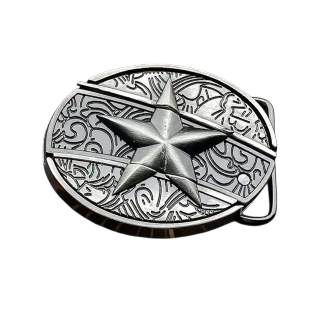 Western Star Zinc Alloy Oval Belt Buckle 2 in 1
