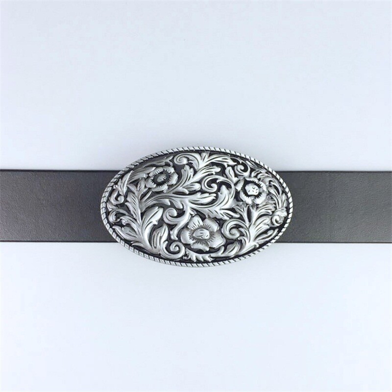 Vintage Black Enamel Cowboy Cowgirl Flower Oval Belt Buckle also Stock in US