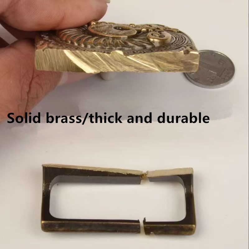 Men&rsquo;s solid pure brass embossed plate belt buckle head casual smooth buckle