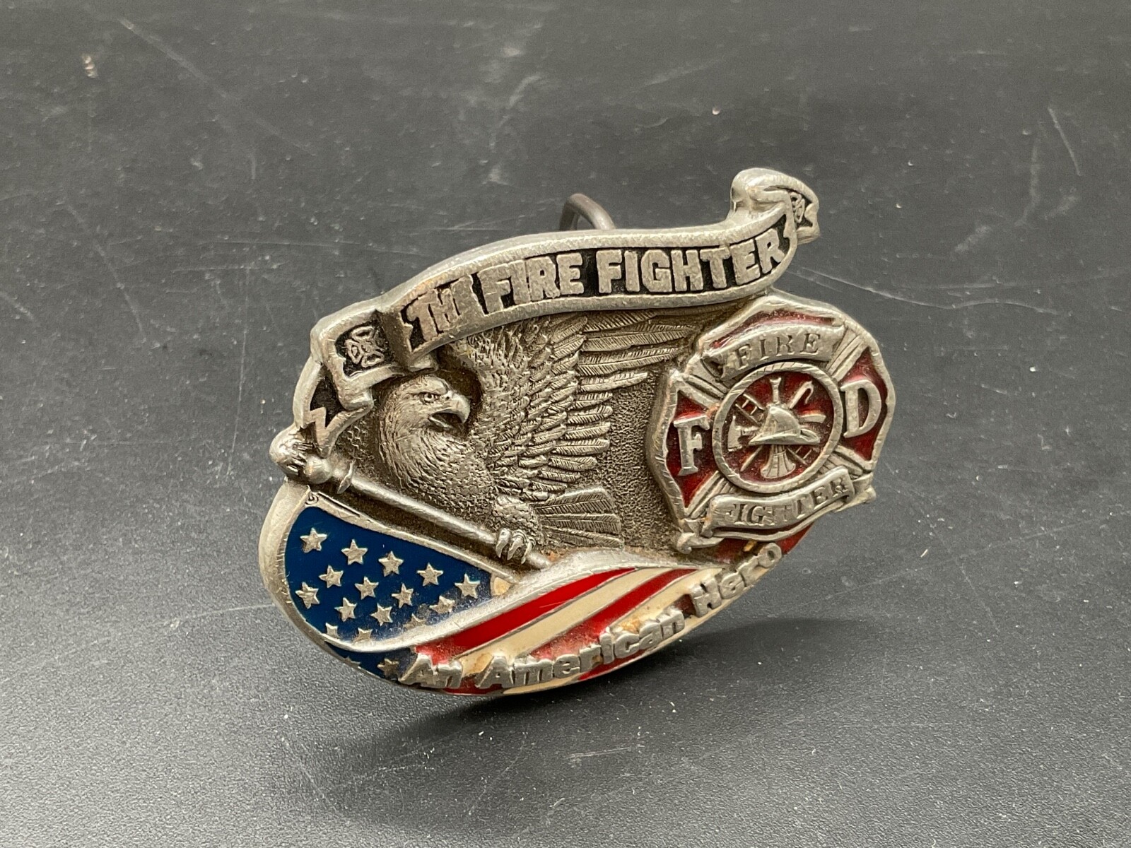 The Great American Buckle Co.Fire Fighter American Hero Enamel Belt Buckle #4202