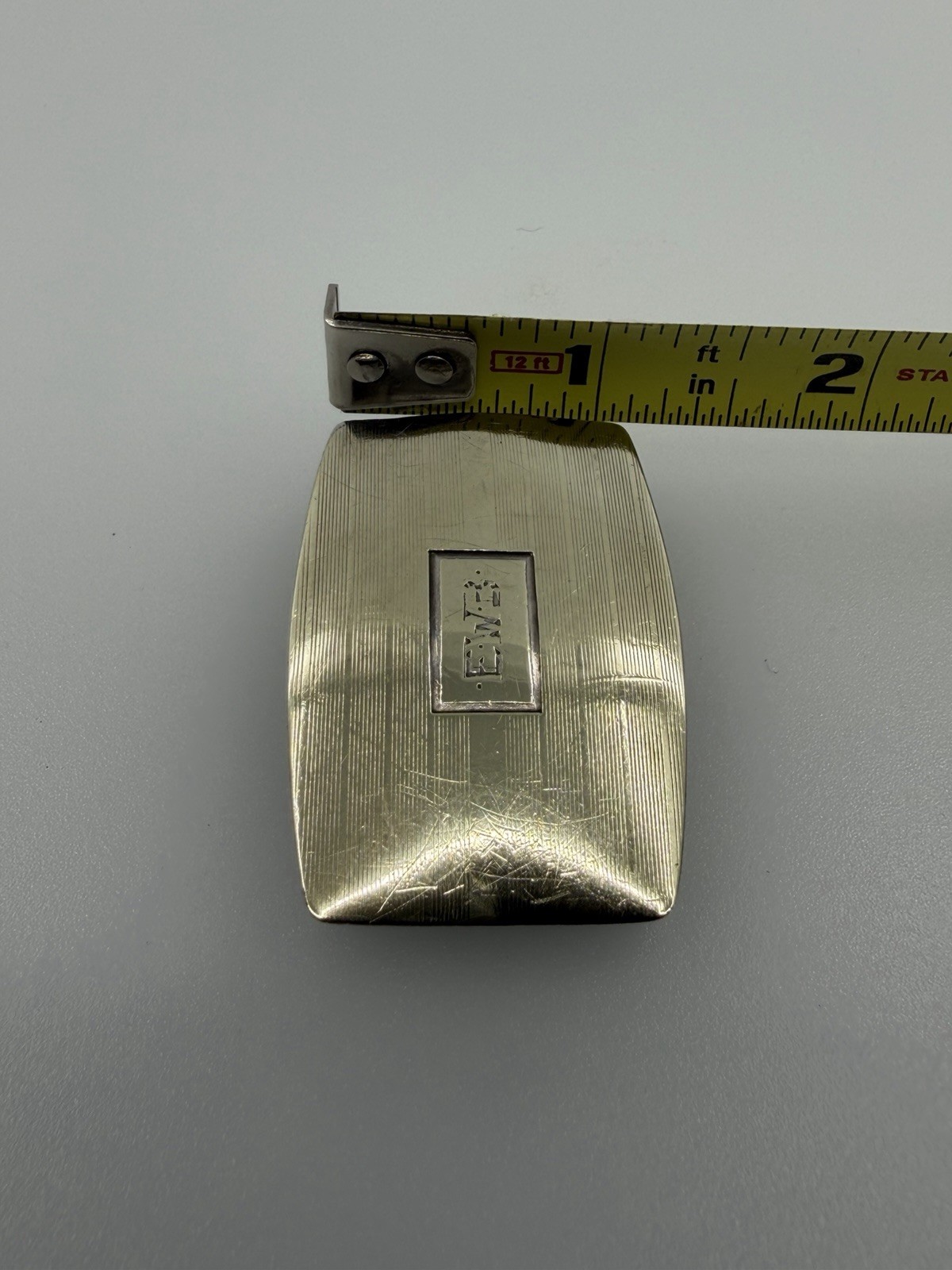 Vintage Sterling Silver 14K Gold Overlay Belt Buckle Monogram EWB 201