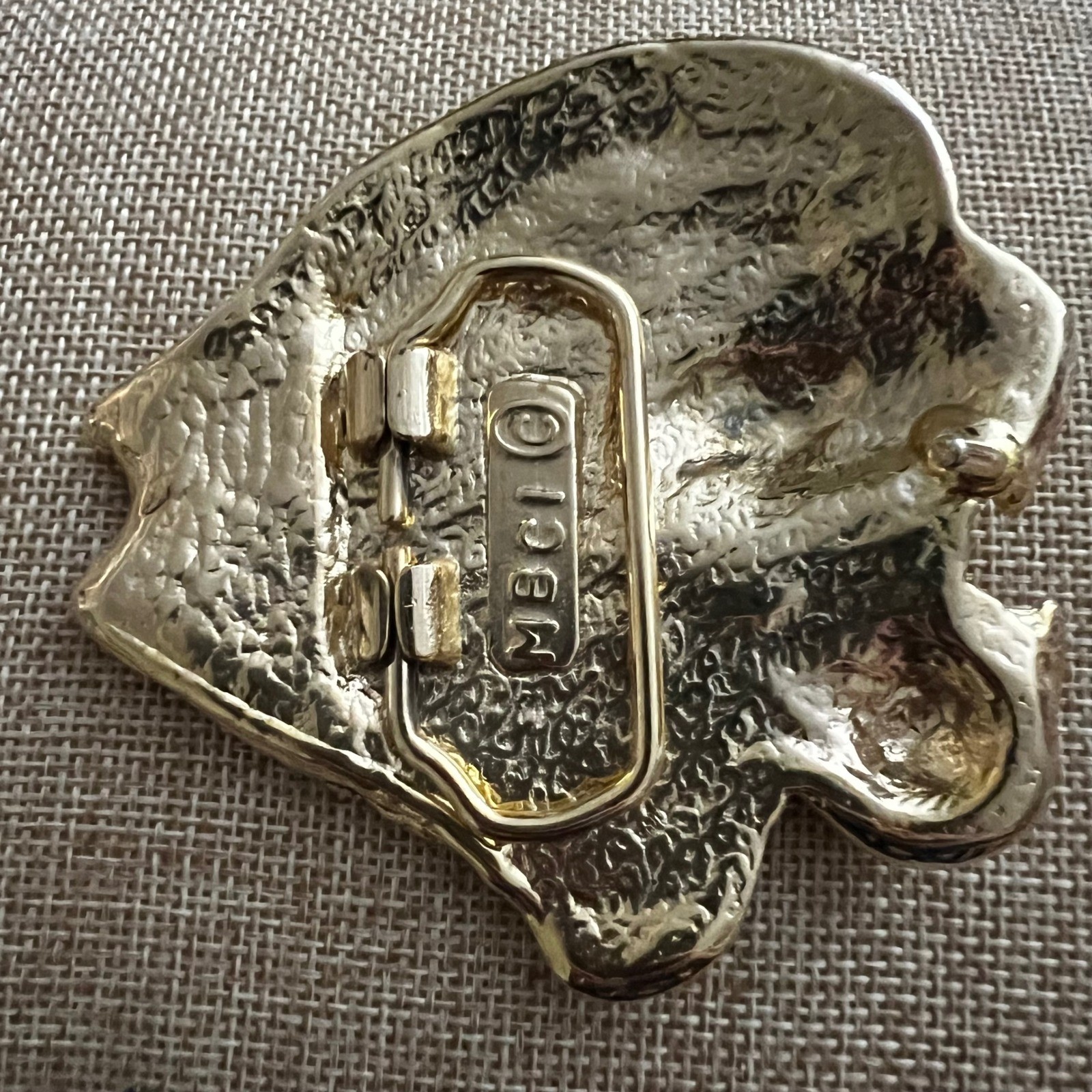 MBCI Vintage Gold Tone Roaring Lion Head Belt Buckle Size 3.5 Inch Western
