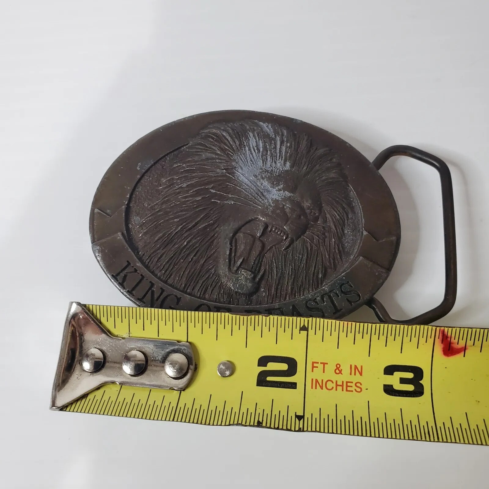 Vintage King Of Beasts Belt Buckle Lion Animal Kolcaco Metal Brown