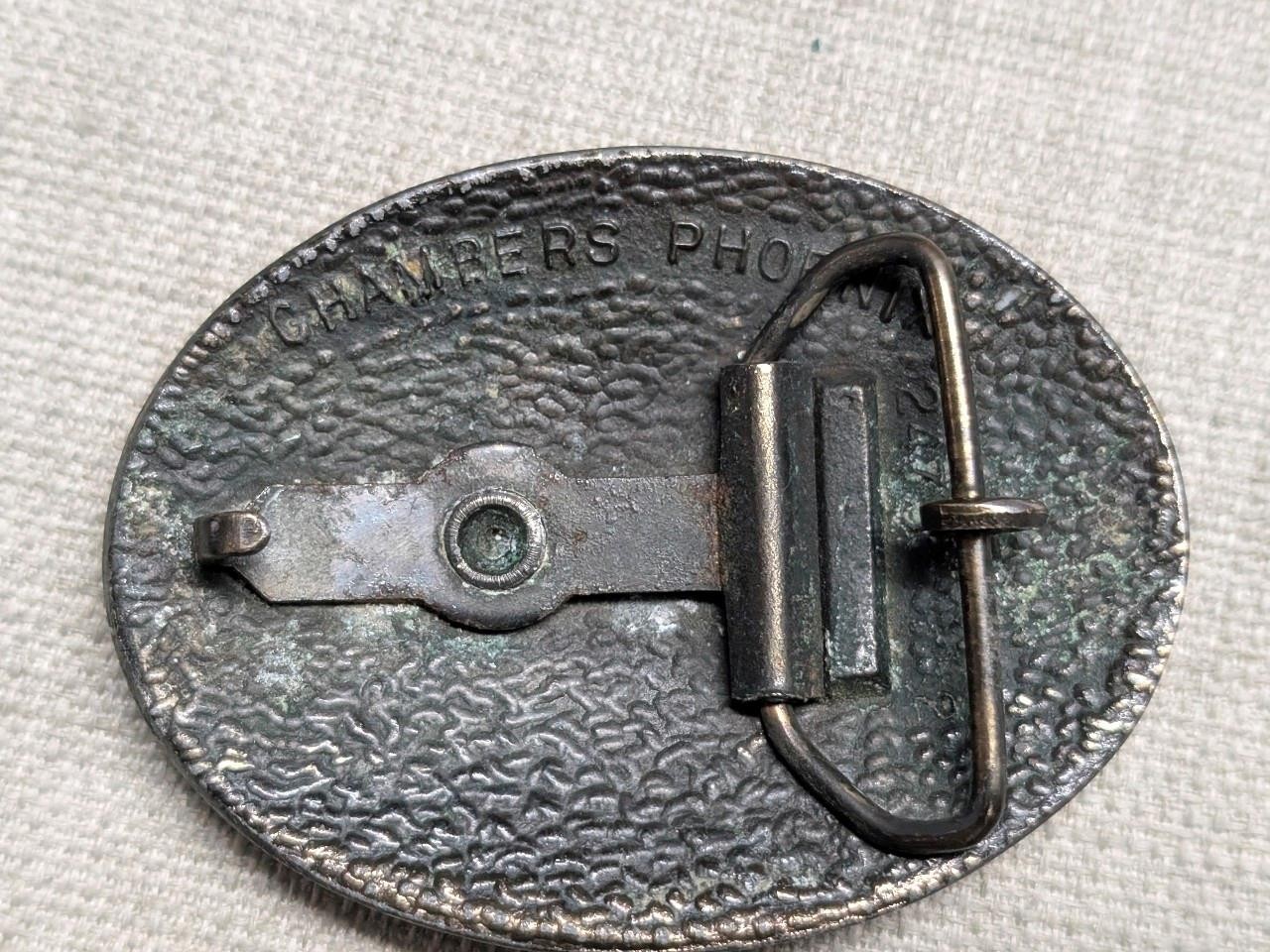 vintage 1970s belt buckle BRASS copper STEER bull texas WESTERN cowboy rodeo