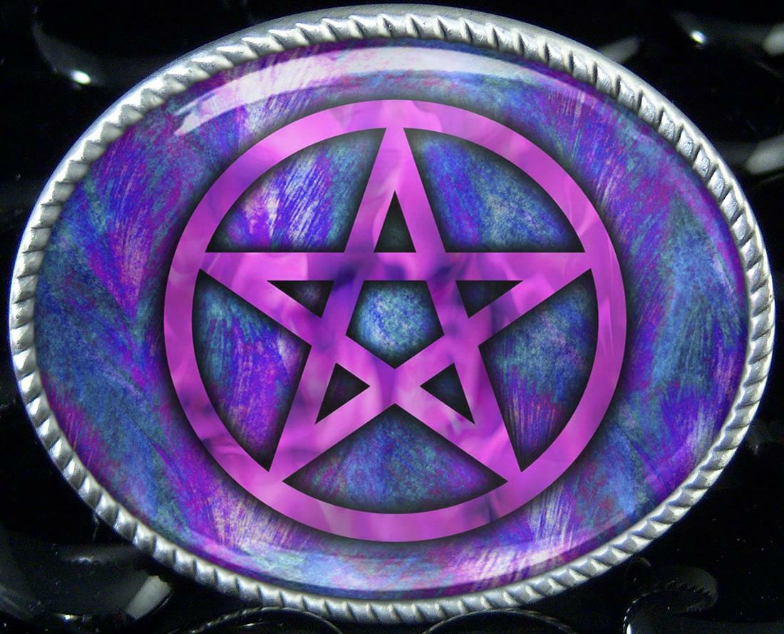 Pretty Pastel Pentagram Pentacle Symbol Handmade Artisan Belt Buckle