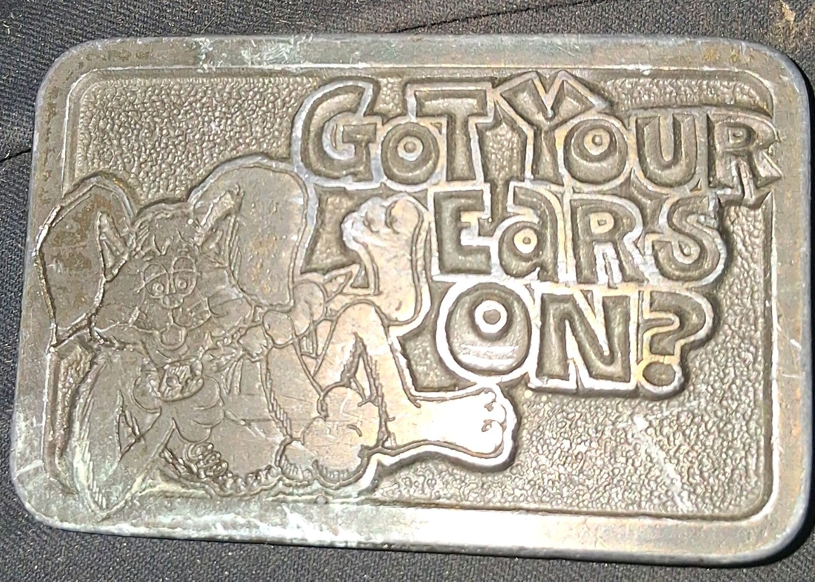 Men&rsquo;s Silver Metal Western Belt Buckle Novelty Cartoon, Embossed, 1.5 in