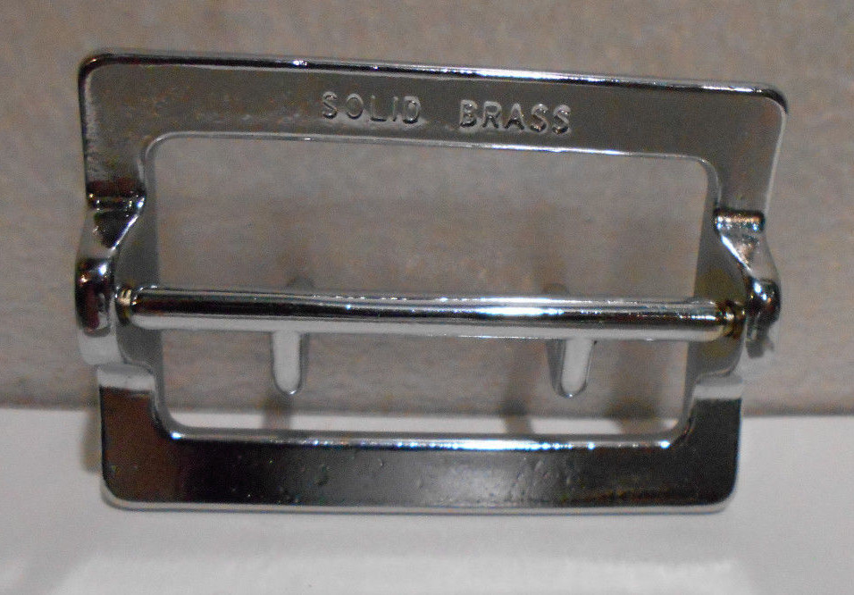 X2 Solid Brass Chrome Rectangle Belt Buckle Center Bar 2 Prong 2 3/4&Prime; x 1 7/8&Prime;