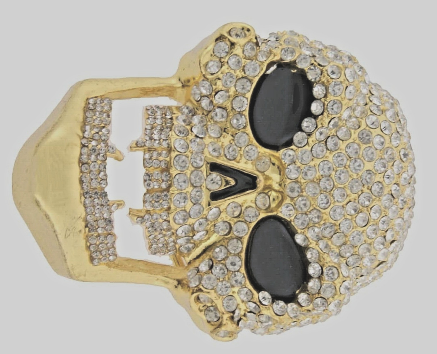Skull Belt Buckles Men Women Full Rhinestones Skeleton Vintage Gold Metal Pirate