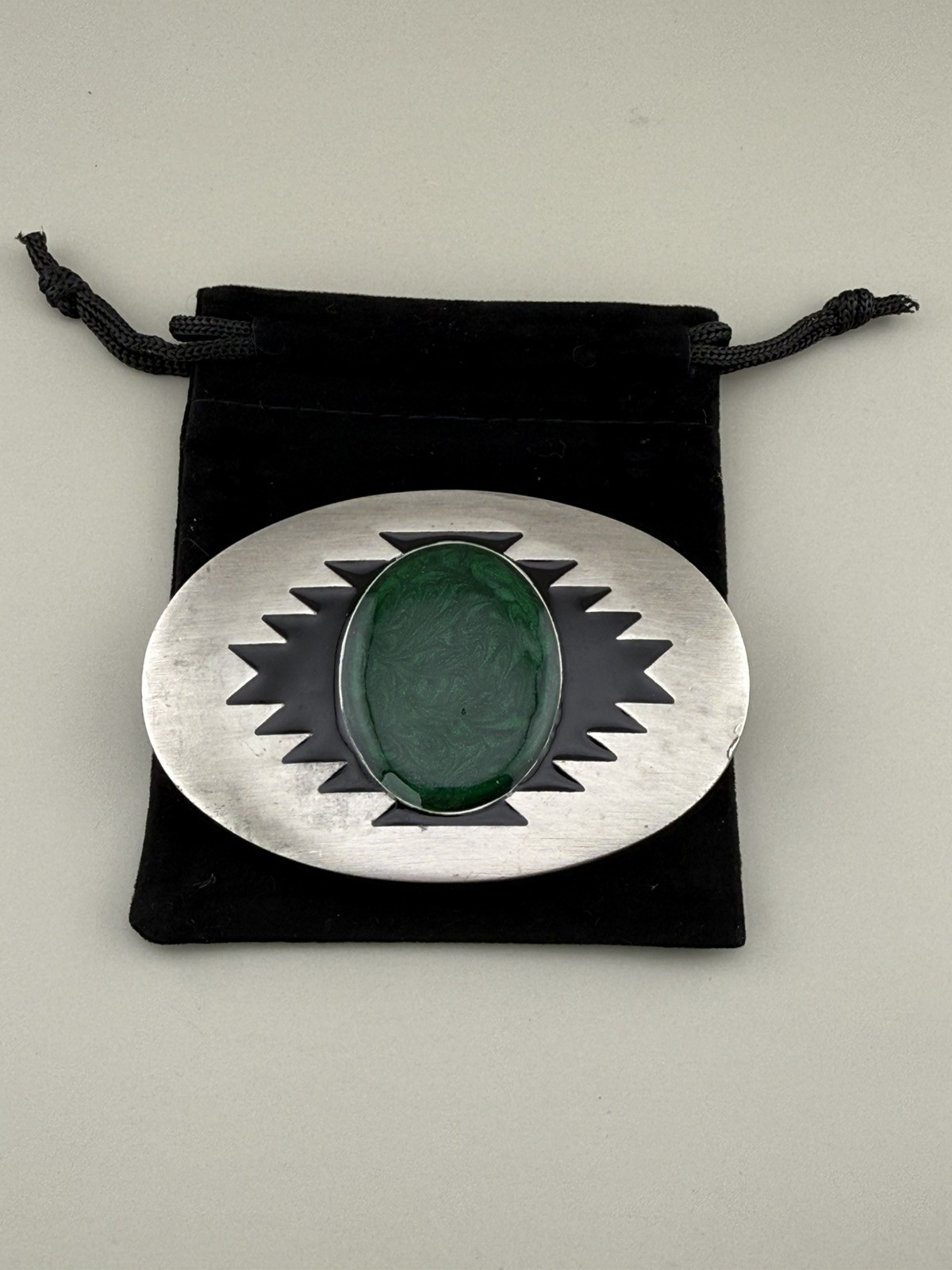 Southwestern Green Malachite Look Belt Buckle Arroyo Grande 1993